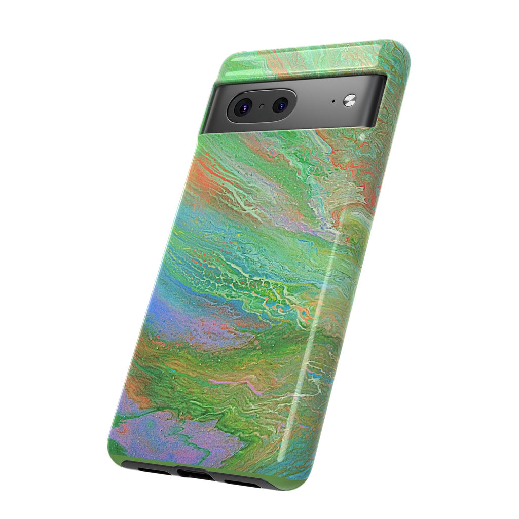 Marbled Green Abstract Phone Case — Protective Tough Case for iPhone