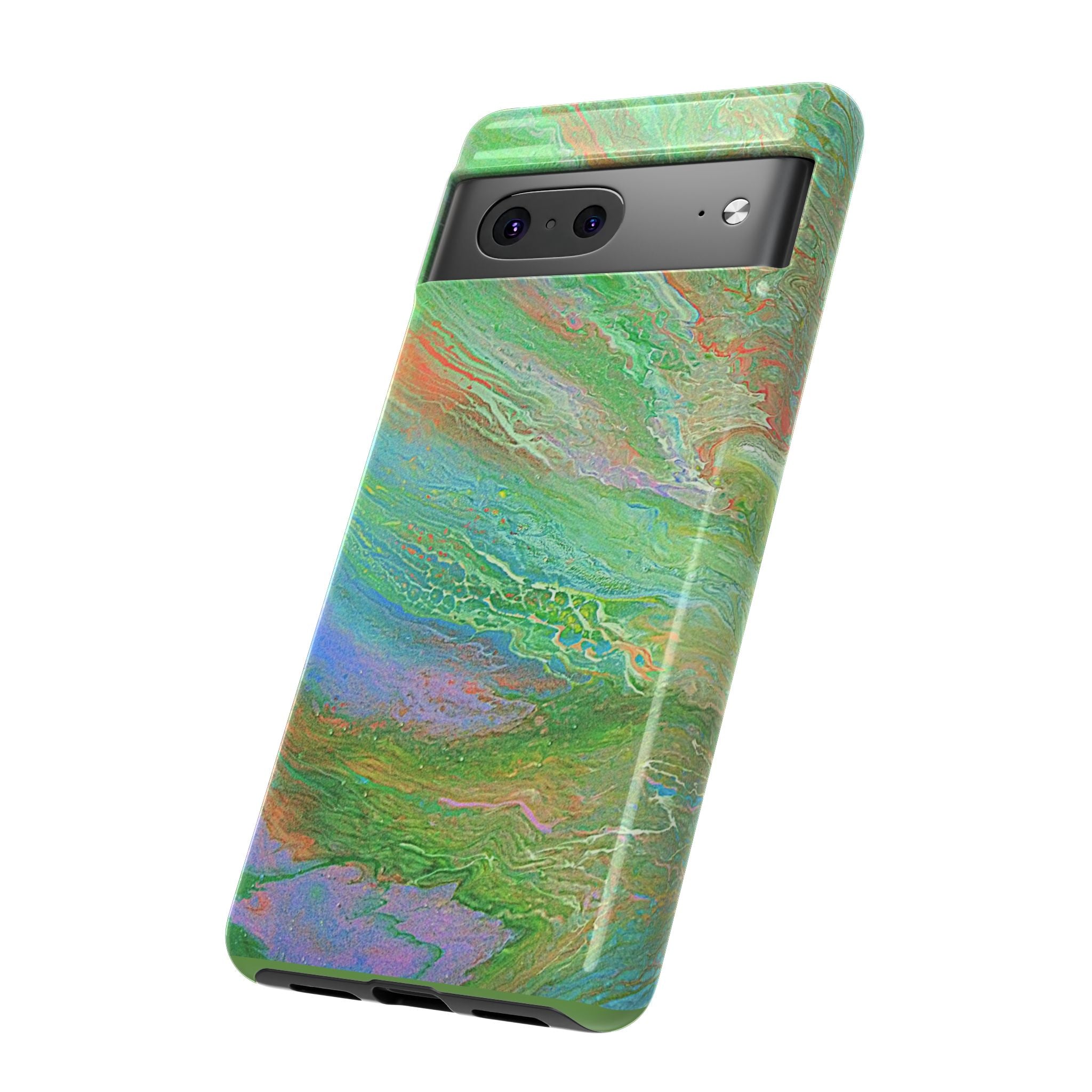 Marbled Green Abstract Phone Case — Protective Tough Case for iPhone