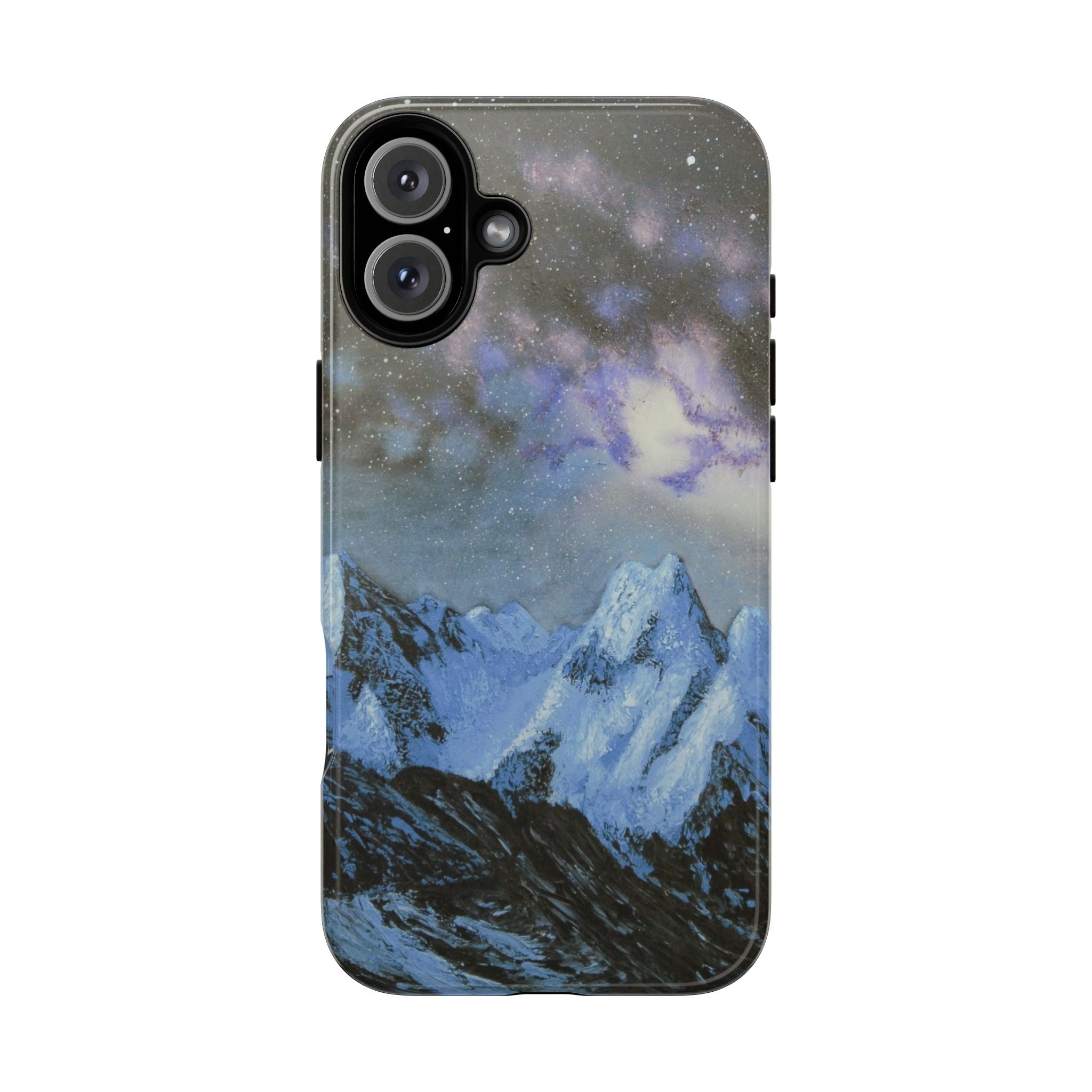 Mountain Night Sky Phone Case — Tough Protective iPhone Cover with Aurora & Snowy Peaks