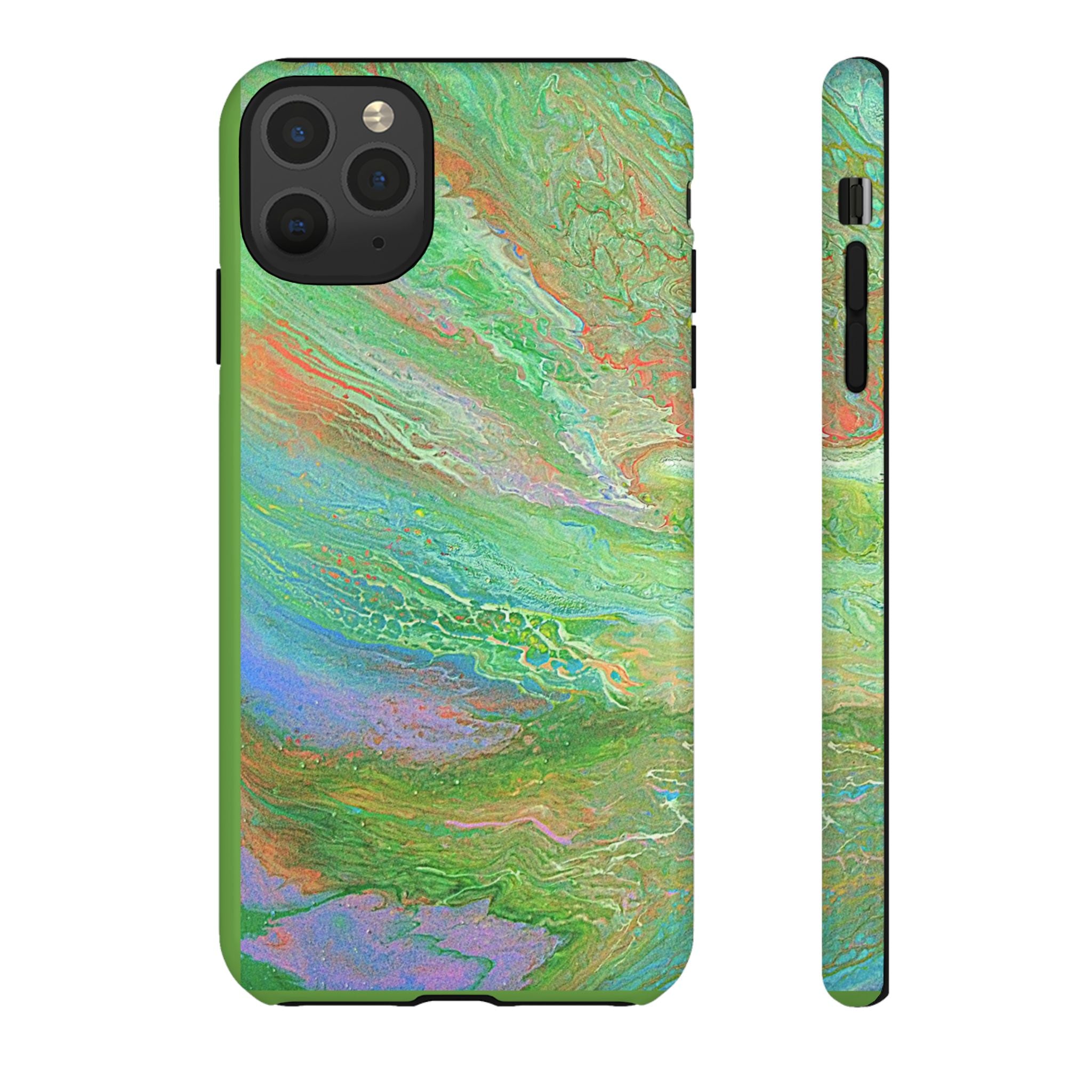 Marbled Green Abstract Phone Case — Protective Tough Case for iPhone