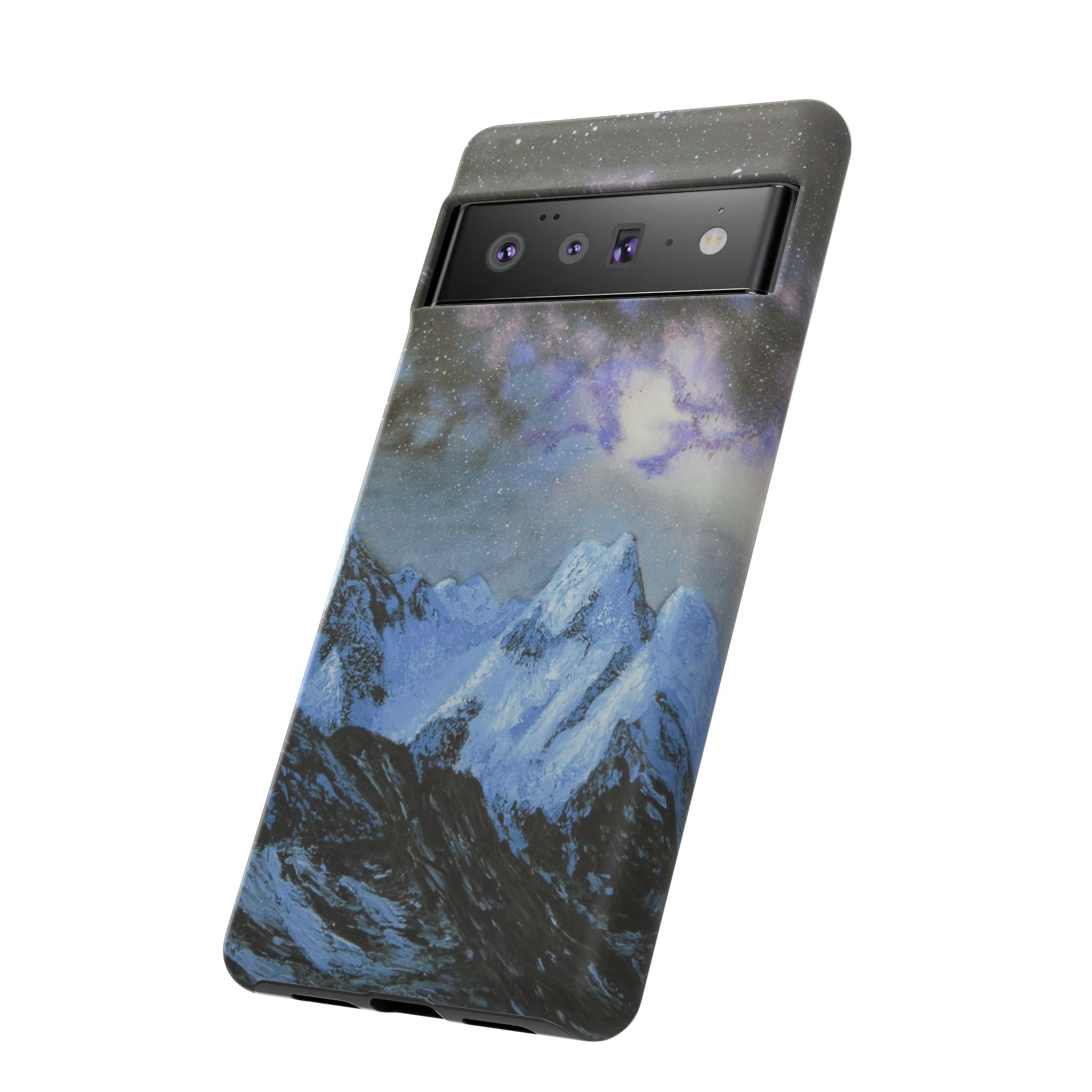 Mountain Night Sky Phone Case — Tough Protective iPhone Cover with Aurora & Snowy Peaks