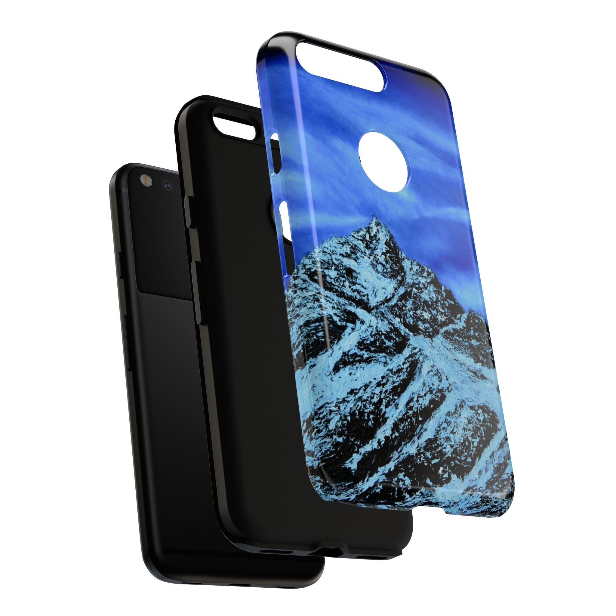 Mountain Peak Blue Tough Phone Case — Rugged Protective iPhone Cover