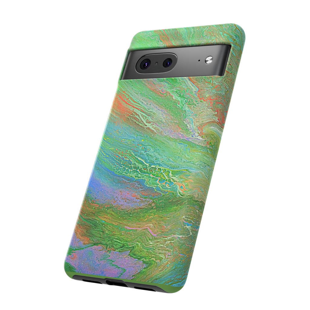 Marbled Green Abstract Phone Case — Protective Tough Case for iPhone