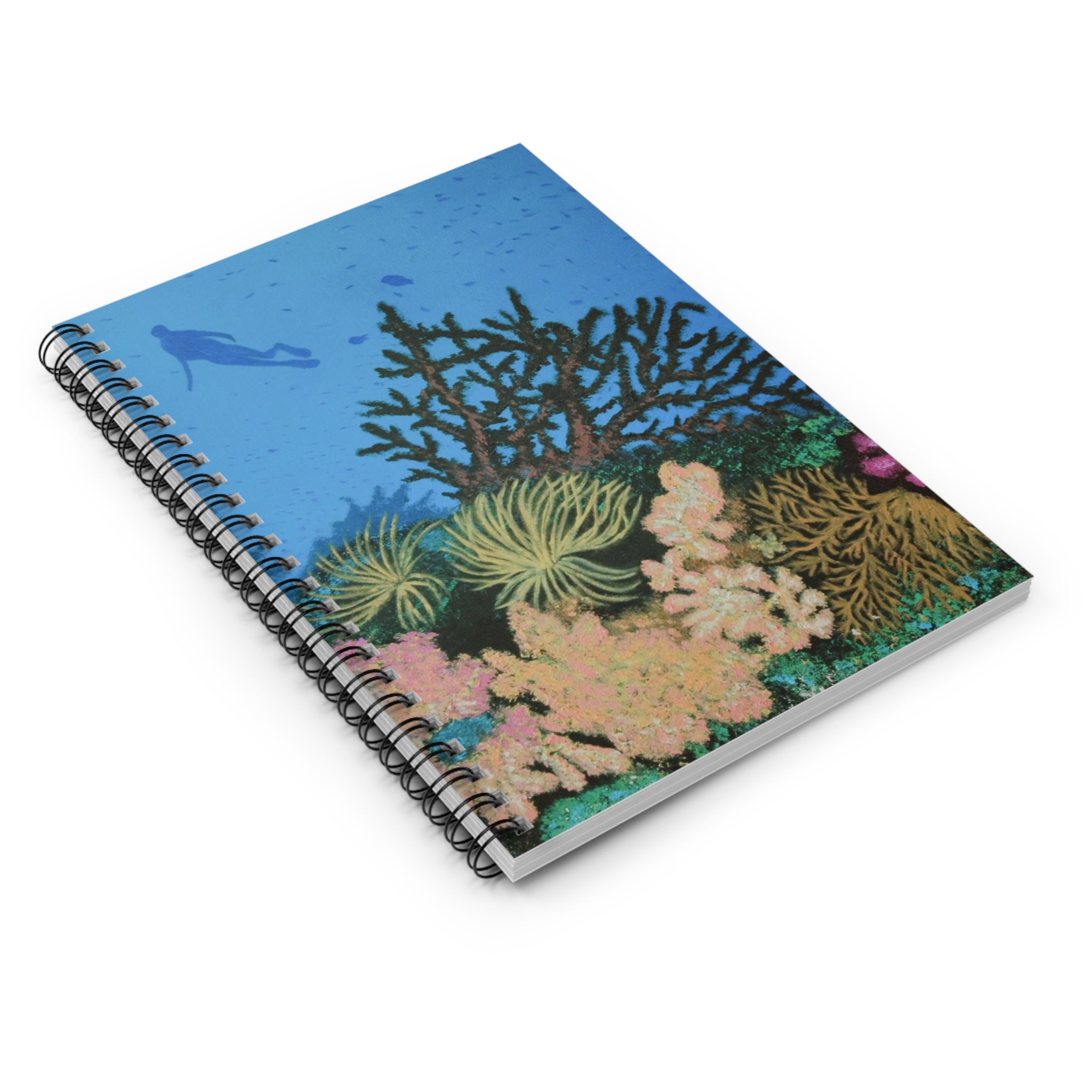Ocean Coral Reef Spiral Notebook — Scuba Diver Ruled Journal
