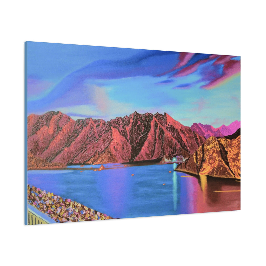 Sunset Mountain Lake Matte Canvas Wall Art — Vibrant Landscape Print