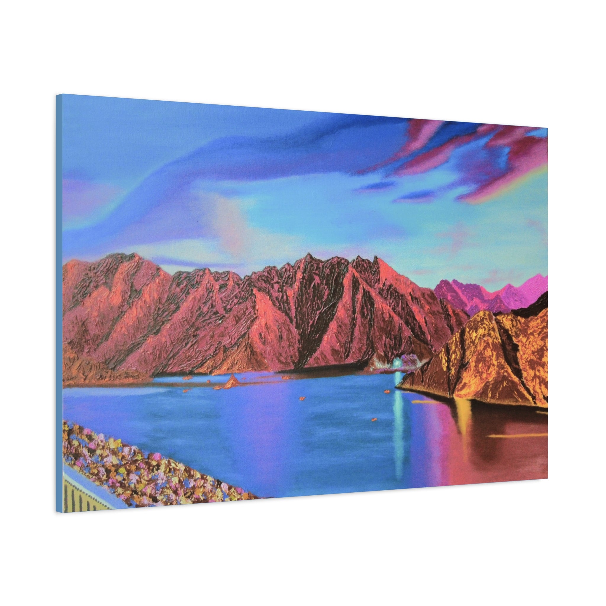 Sunset Mountain Lake Matte Canvas Wall Art — Vibrant Landscape Print