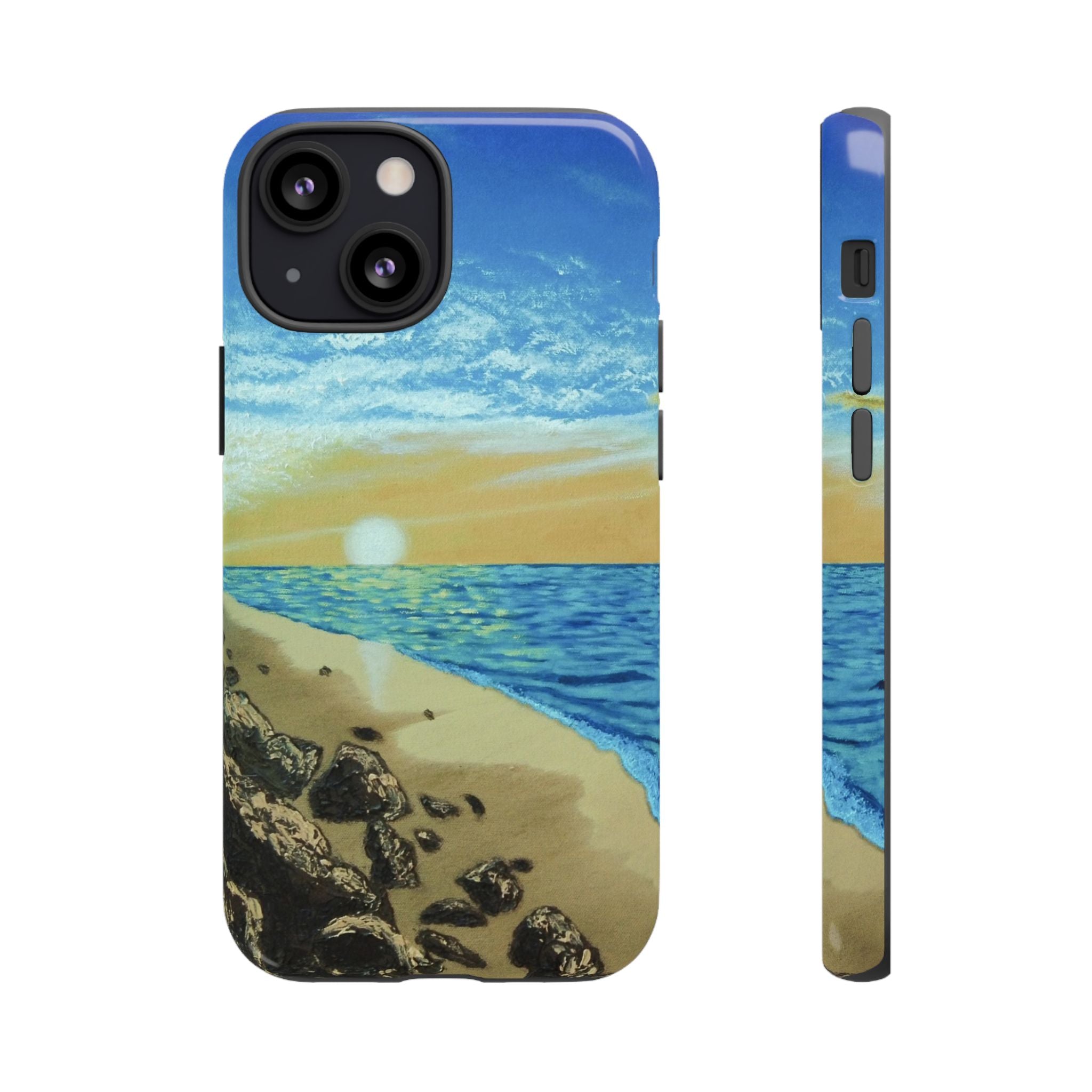 Beach Sunset Phone Case — Protective Tough Case with Coastal Shoreline Design