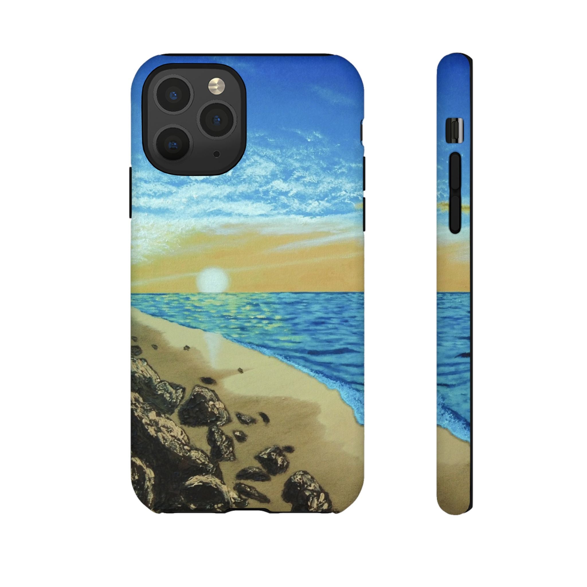 Beach Sunset Phone Case — Protective Tough Case with Coastal Shoreline Design