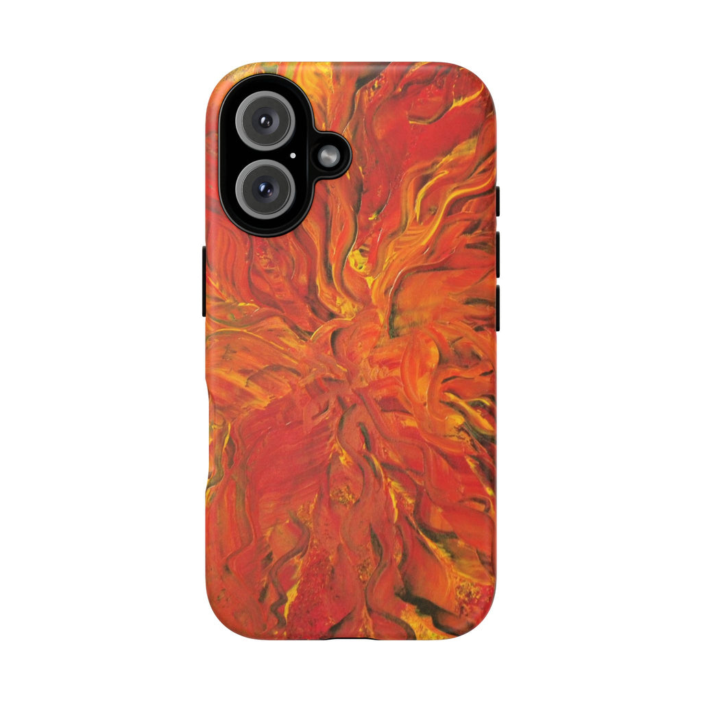 Flame Swirl Tough Phone Case — Abstract Red & Orange Art Protective Cover