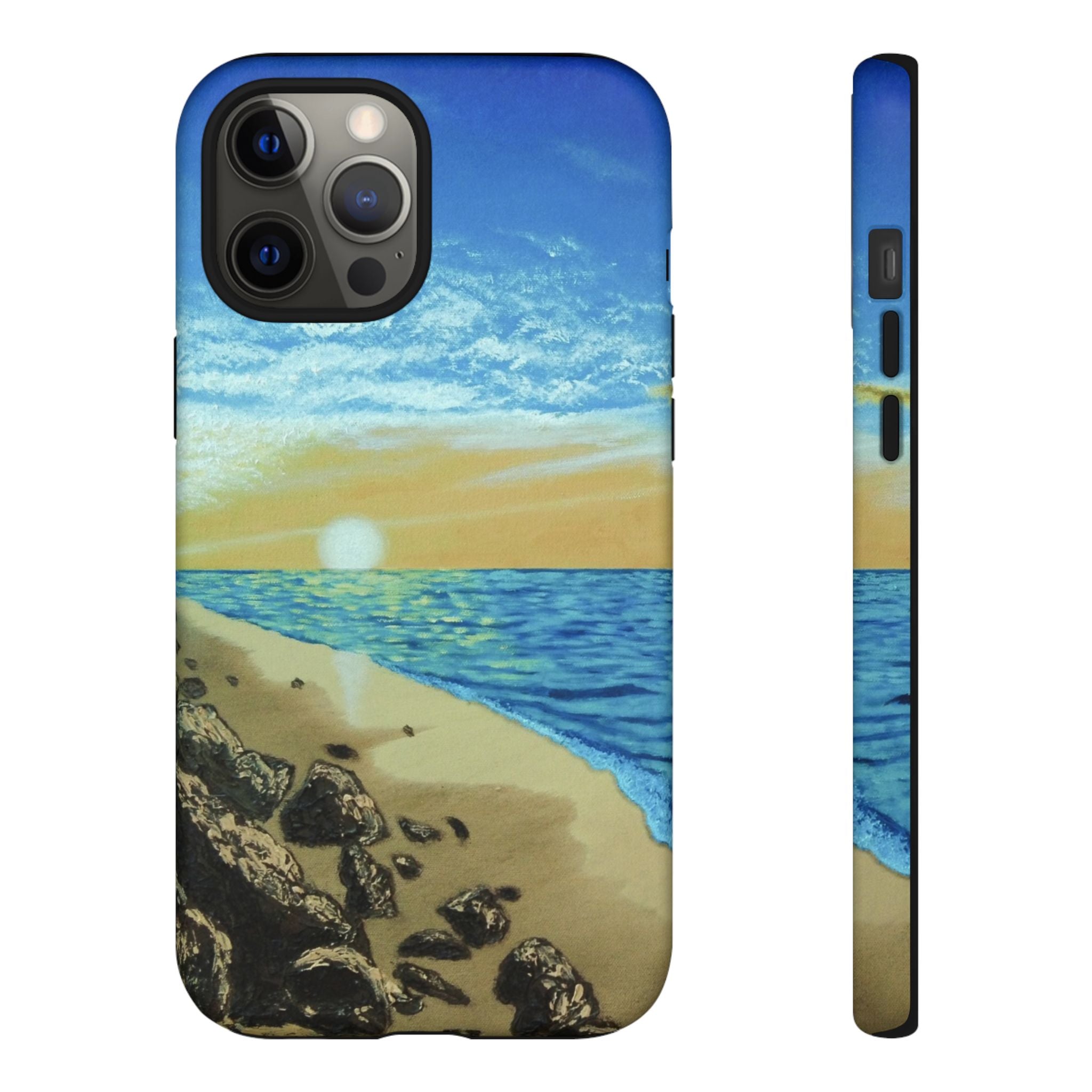 Beach Sunset Phone Case — Protective Tough Case with Coastal Shoreline Design