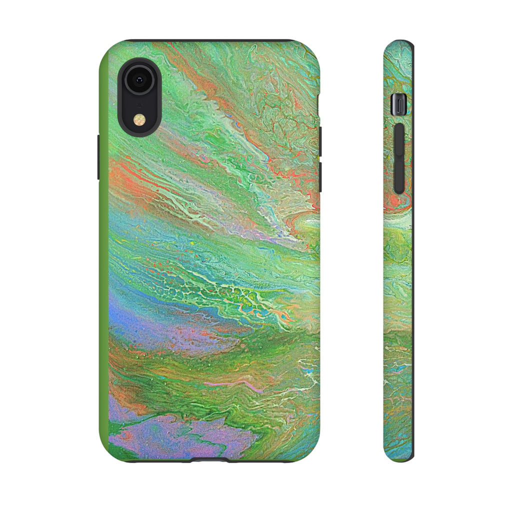 Marbled Green Abstract Phone Case — Protective Tough Case for iPhone