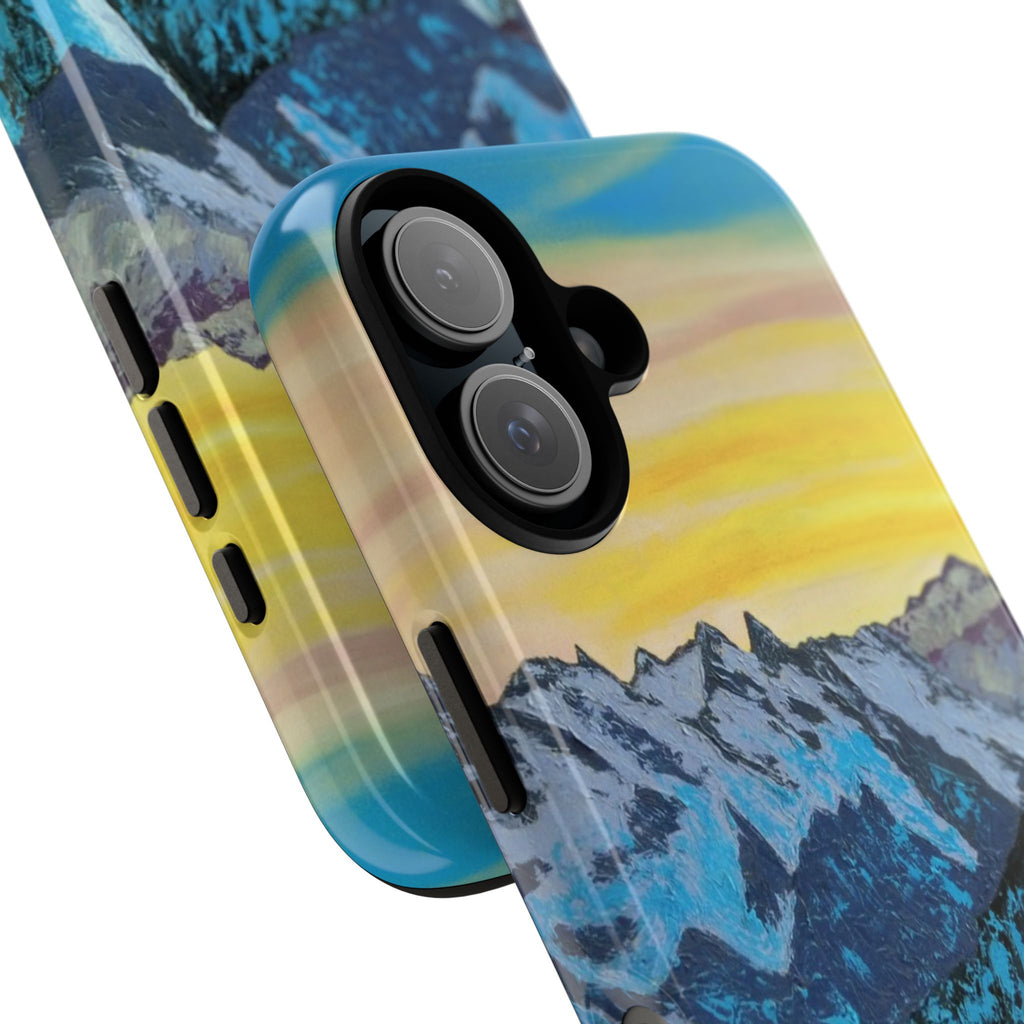 Mountain Sunset Phone Case — Protective Tough Case with Scenic Blue Peaks Design
