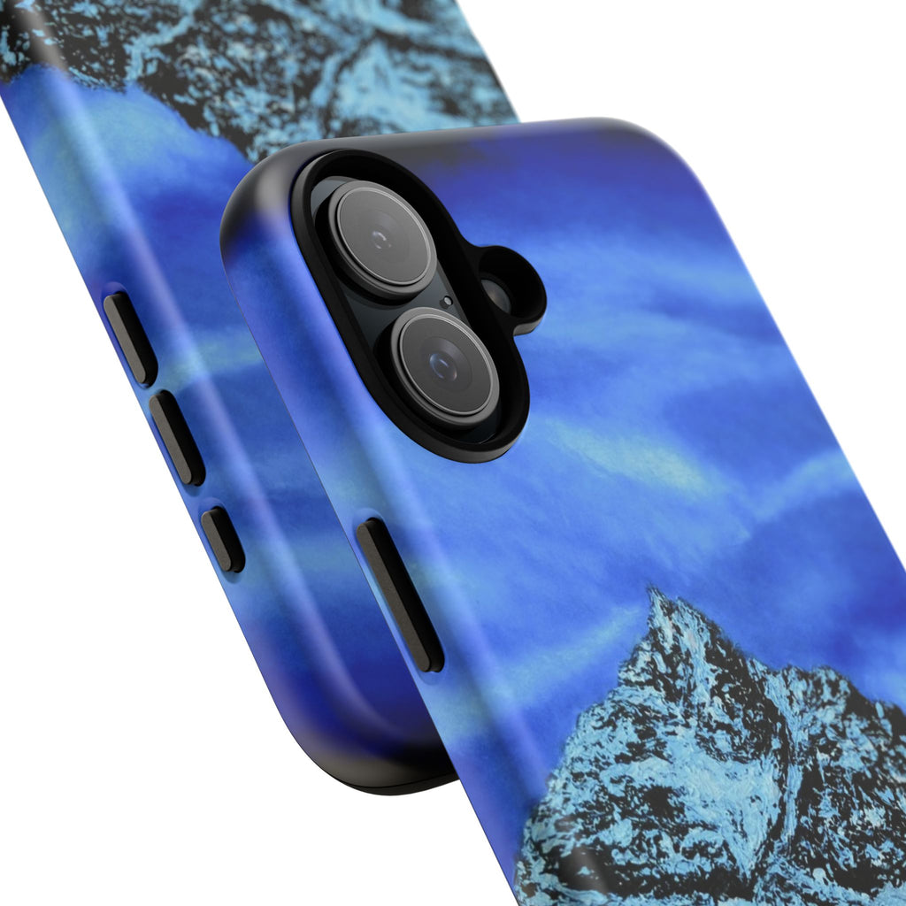 Mountain Peak Blue Tough Phone Case — Rugged Protective iPhone Cover