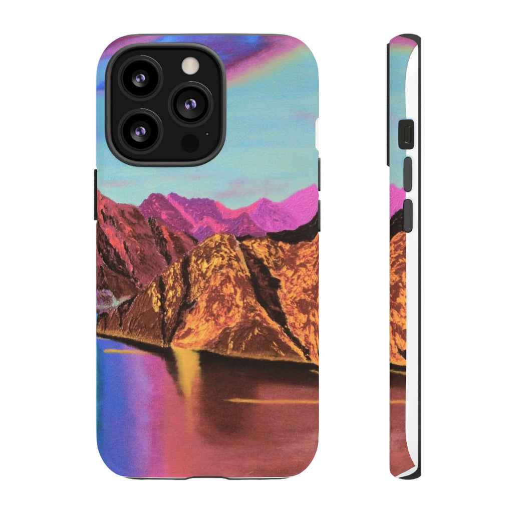 Protective Phone Case — Vibrant Retro Mountain Landscape