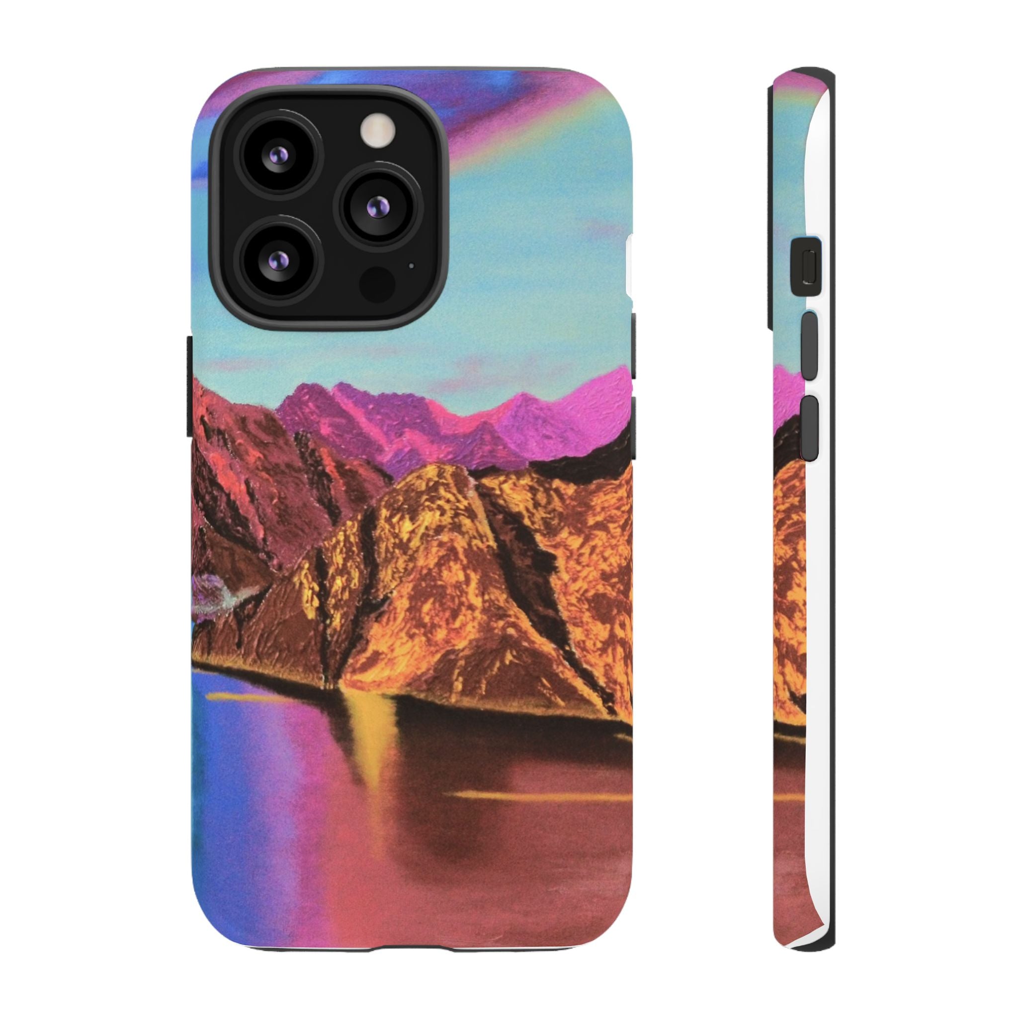 Protective Phone Case — Vibrant Retro Mountain Landscape