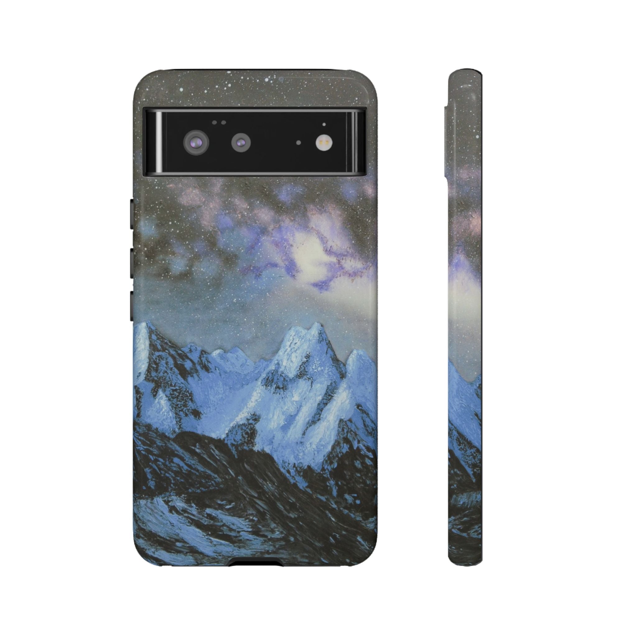 Mountain Night Sky Phone Case — Tough Protective iPhone Cover with Aurora & Snowy Peaks