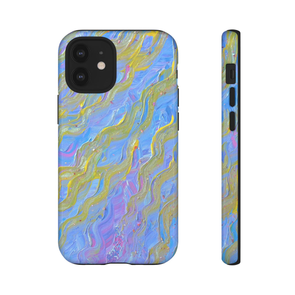 Pastel Marble Tough Phone Case — Blue & Gold Abstract Protective Cover