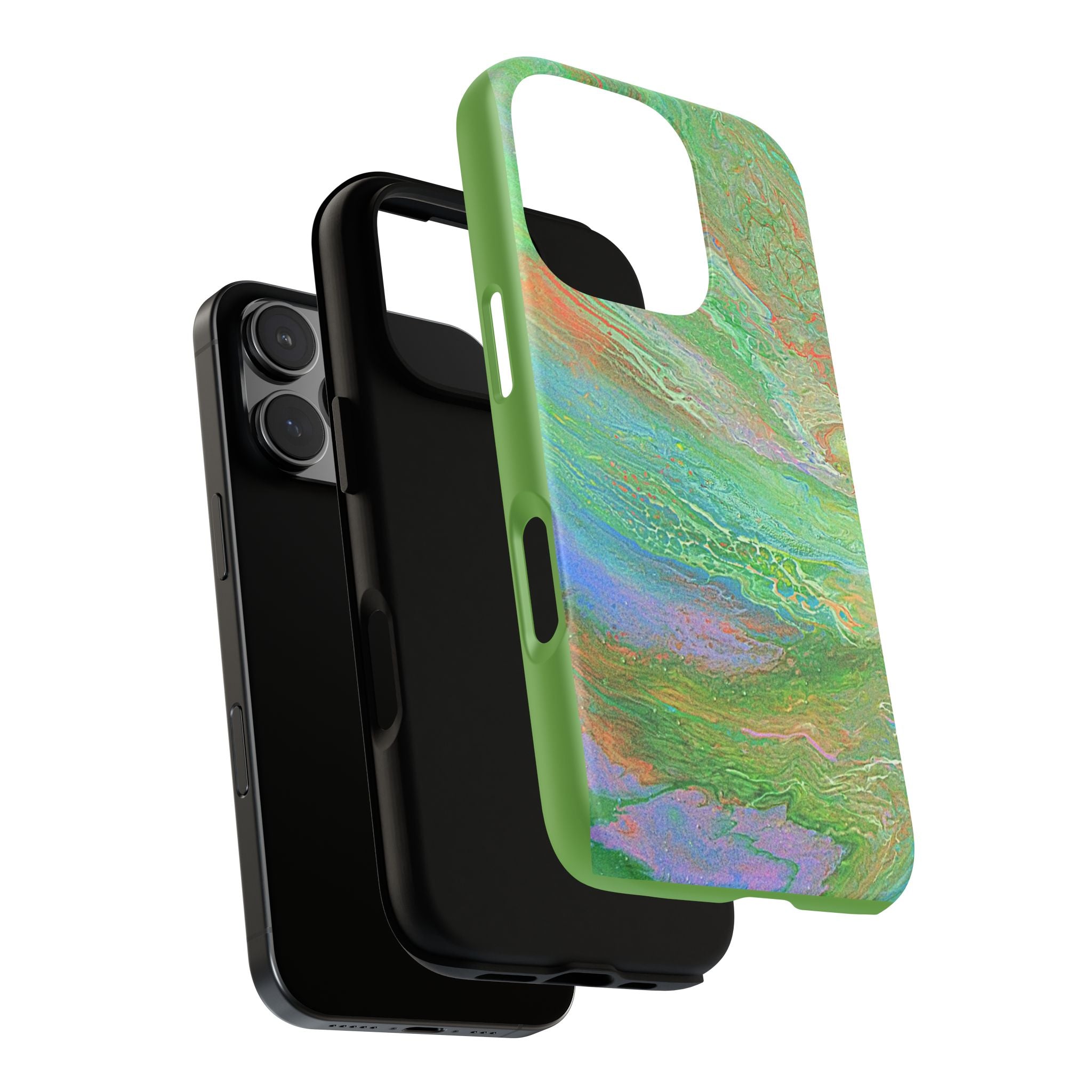 Marbled Green Abstract Phone Case — Protective Tough Case for iPhone