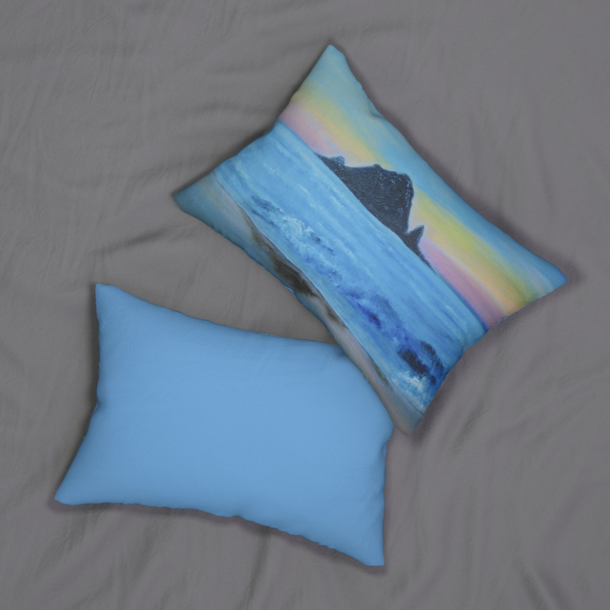 Coastal Sunset Lumbar Pillow — Ocean Beachscape Decorative Pillow