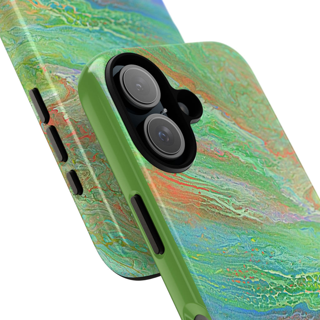 Marbled Green Abstract Phone Case — Protective Tough Case for iPhone