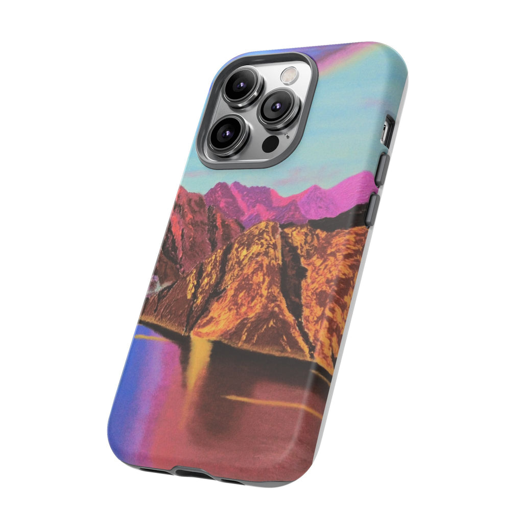Protective Phone Case — Vibrant Retro Mountain Landscape