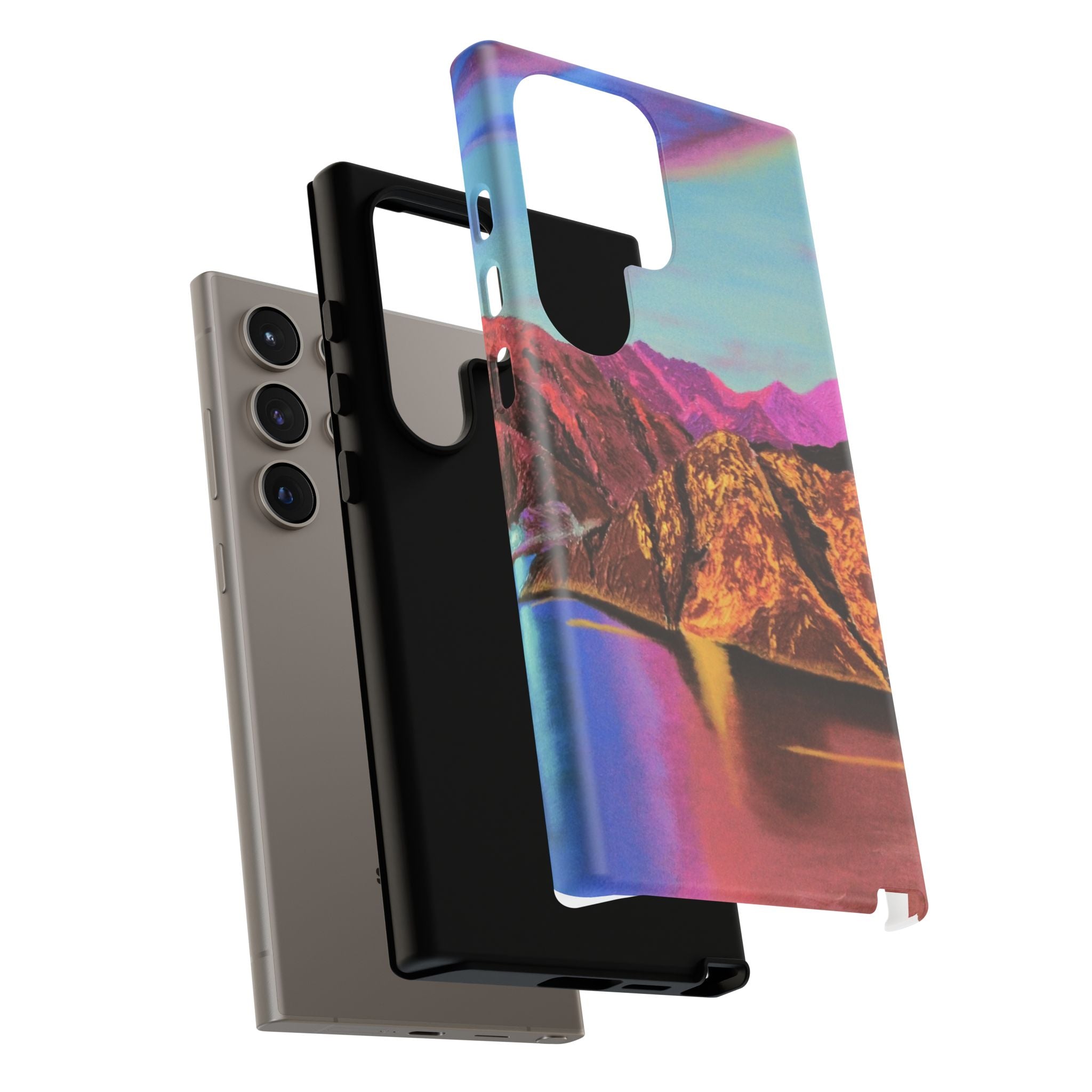 Protective Phone Case — Vibrant Retro Mountain Landscape