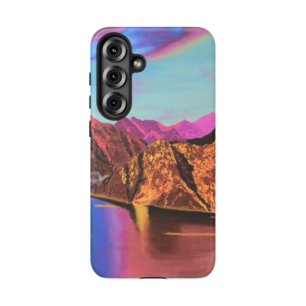 Protective Phone Case — Vibrant Retro Mountain Landscape