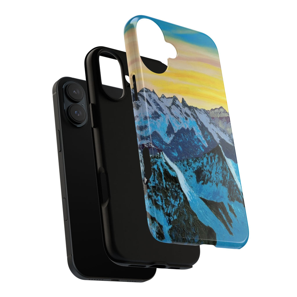 Mountain Sunset Phone Case — Protective Tough Case with Scenic Blue Peaks Design