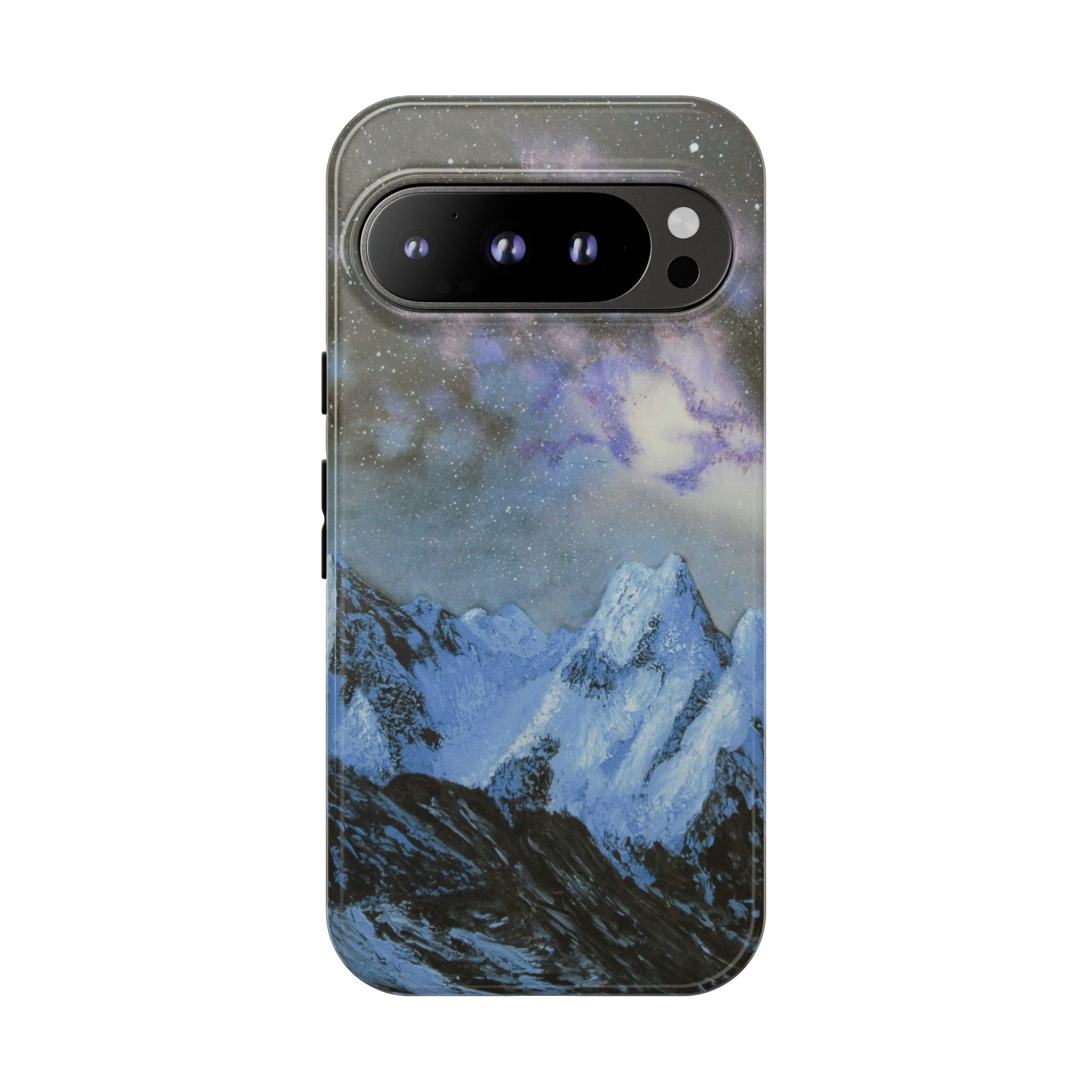 Mountain Night Sky Phone Case — Tough Protective iPhone Cover with Aurora & Snowy Peaks