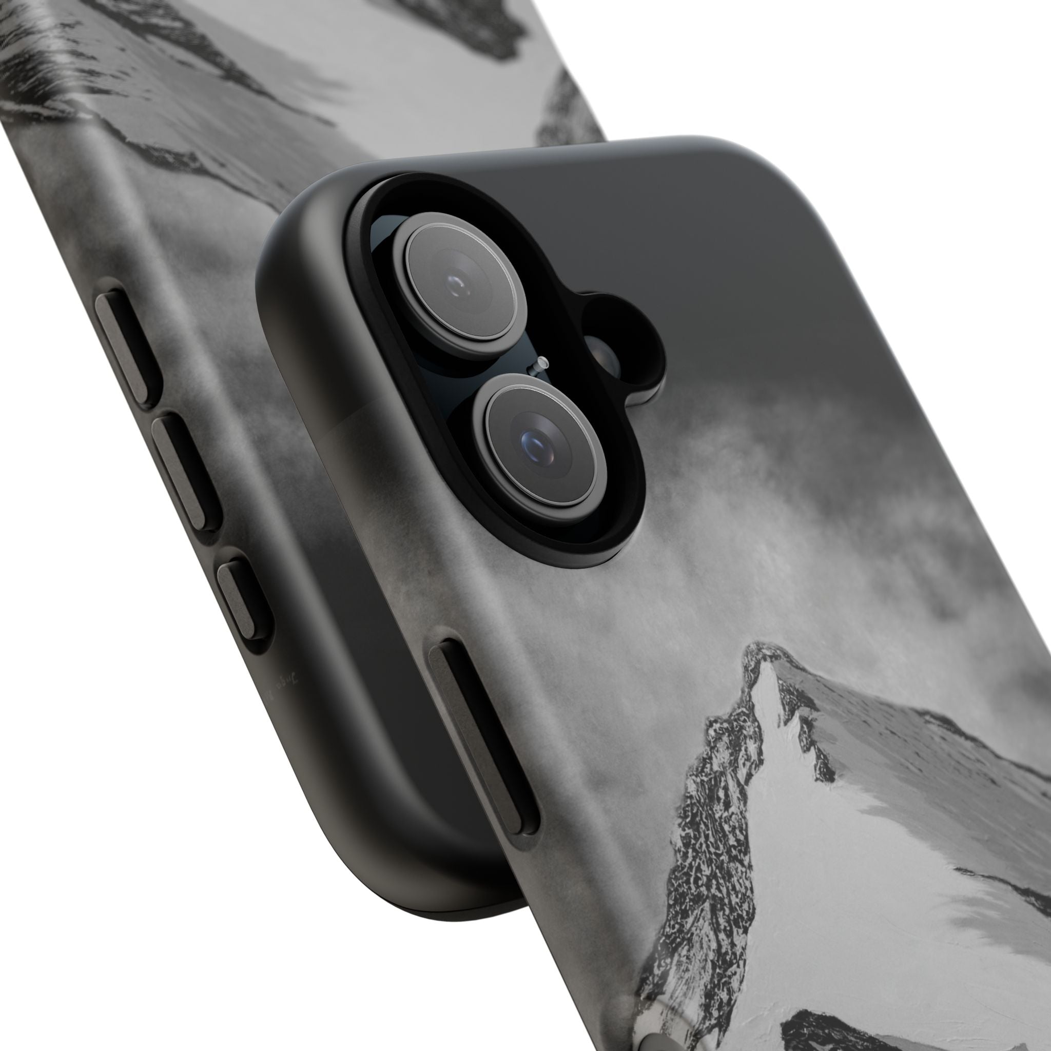 Mountain Peak Phone Case — Black & White Alpine Protective Case
