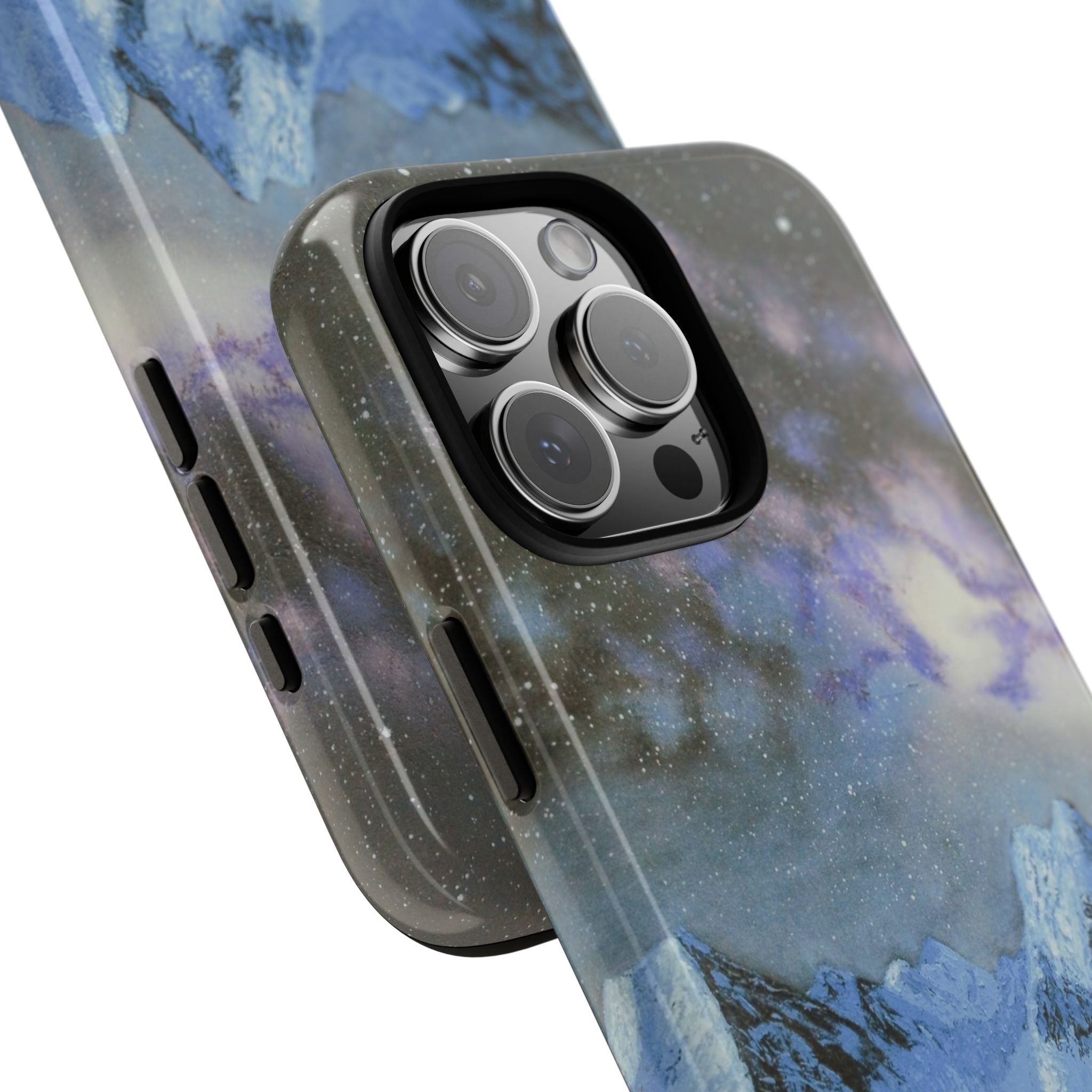 Mountain Night Sky Phone Case — Tough Protective iPhone Cover with Aurora & Snowy Peaks