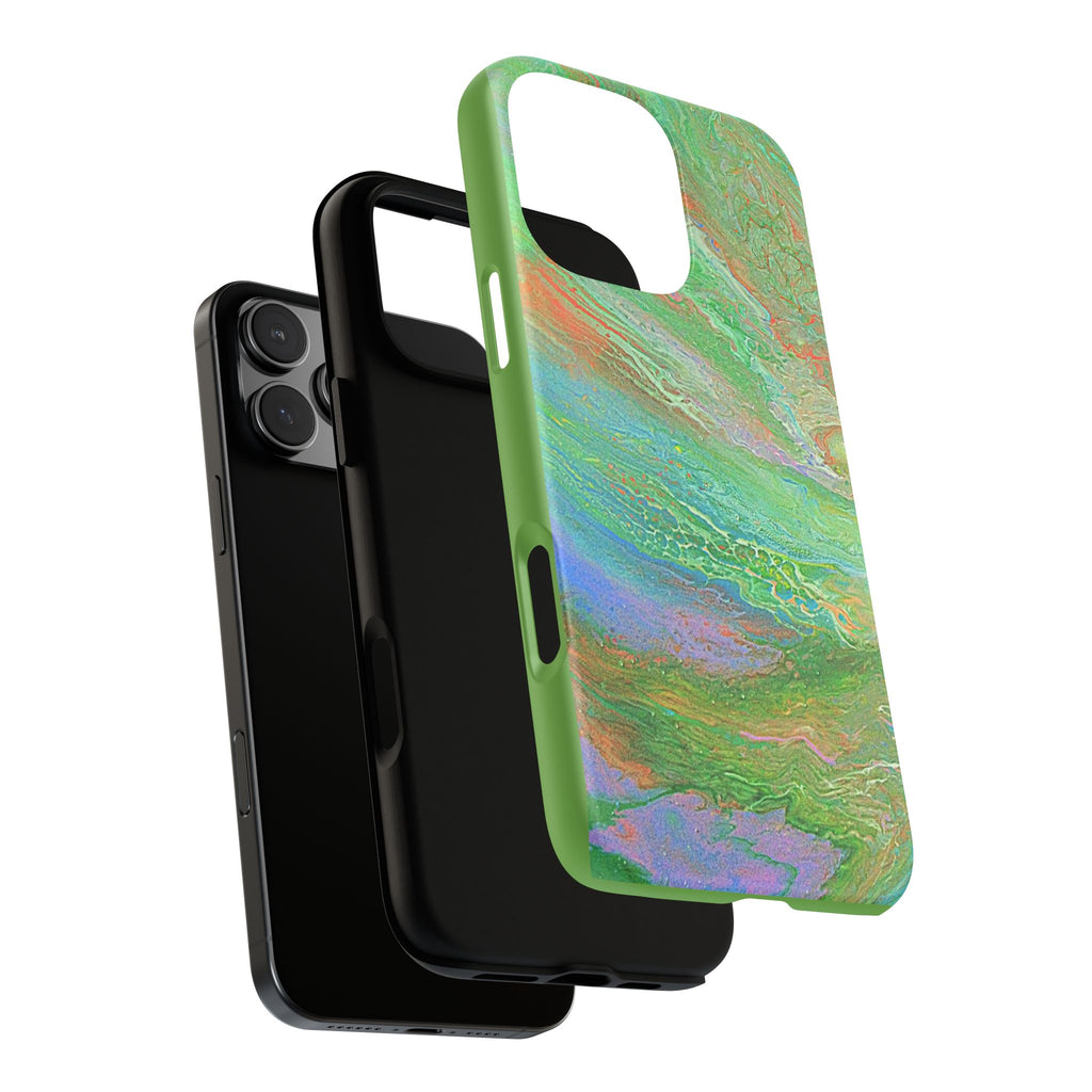 Marbled Green Abstract Phone Case — Protective Tough Case for iPhone