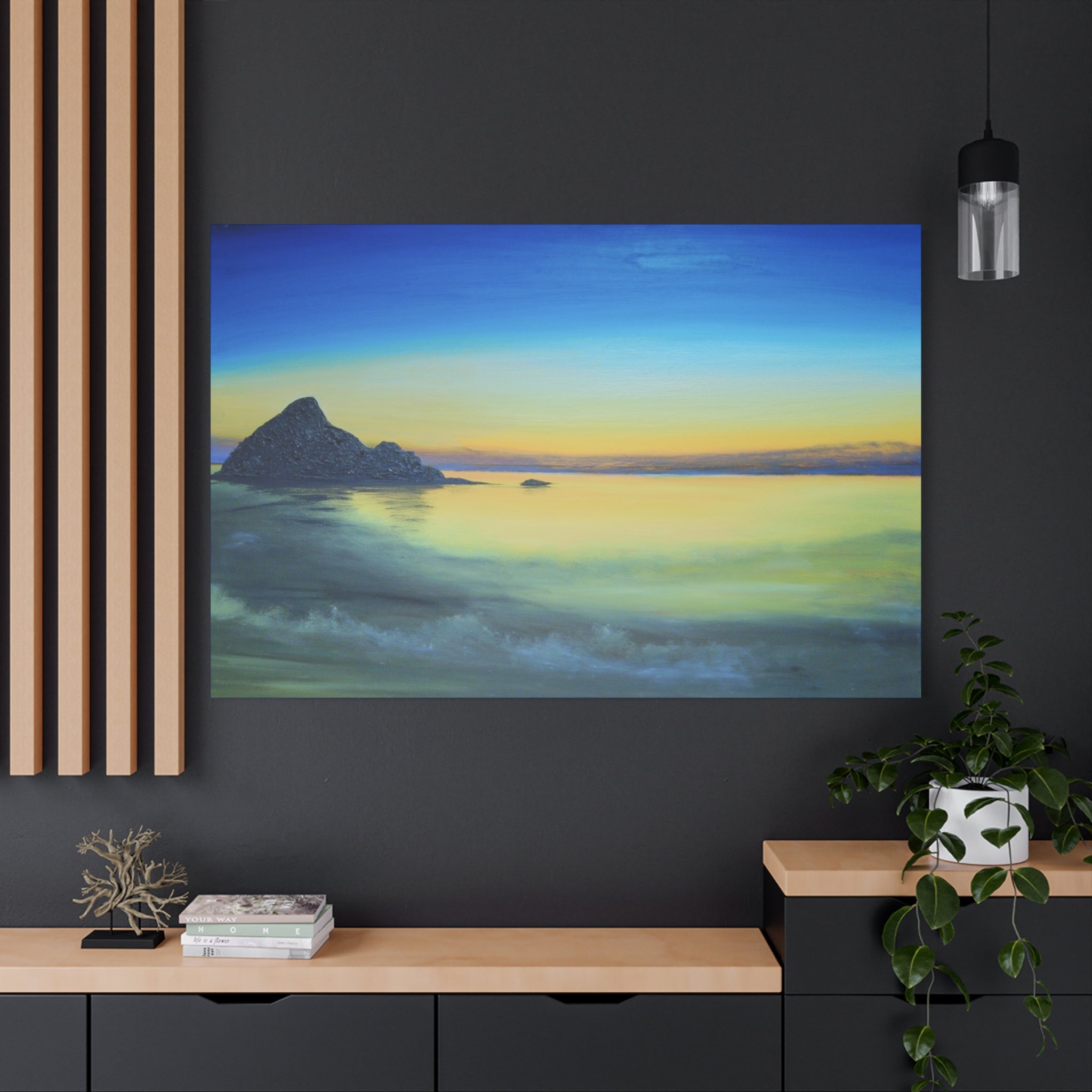 Sunset Seascape Matte Canvas Print — Tranquil Coastal Wall Art (Stretched)