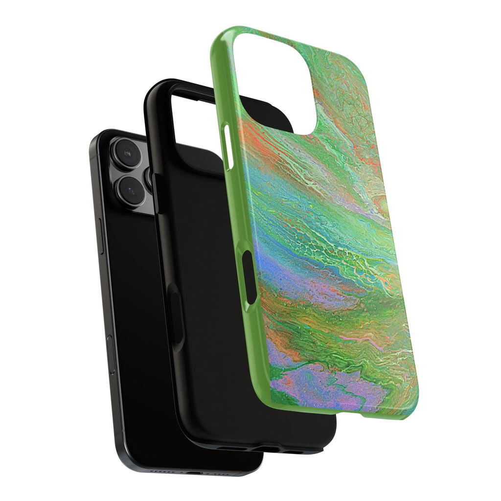 Marbled Green Abstract Phone Case — Protective Tough Case for iPhone