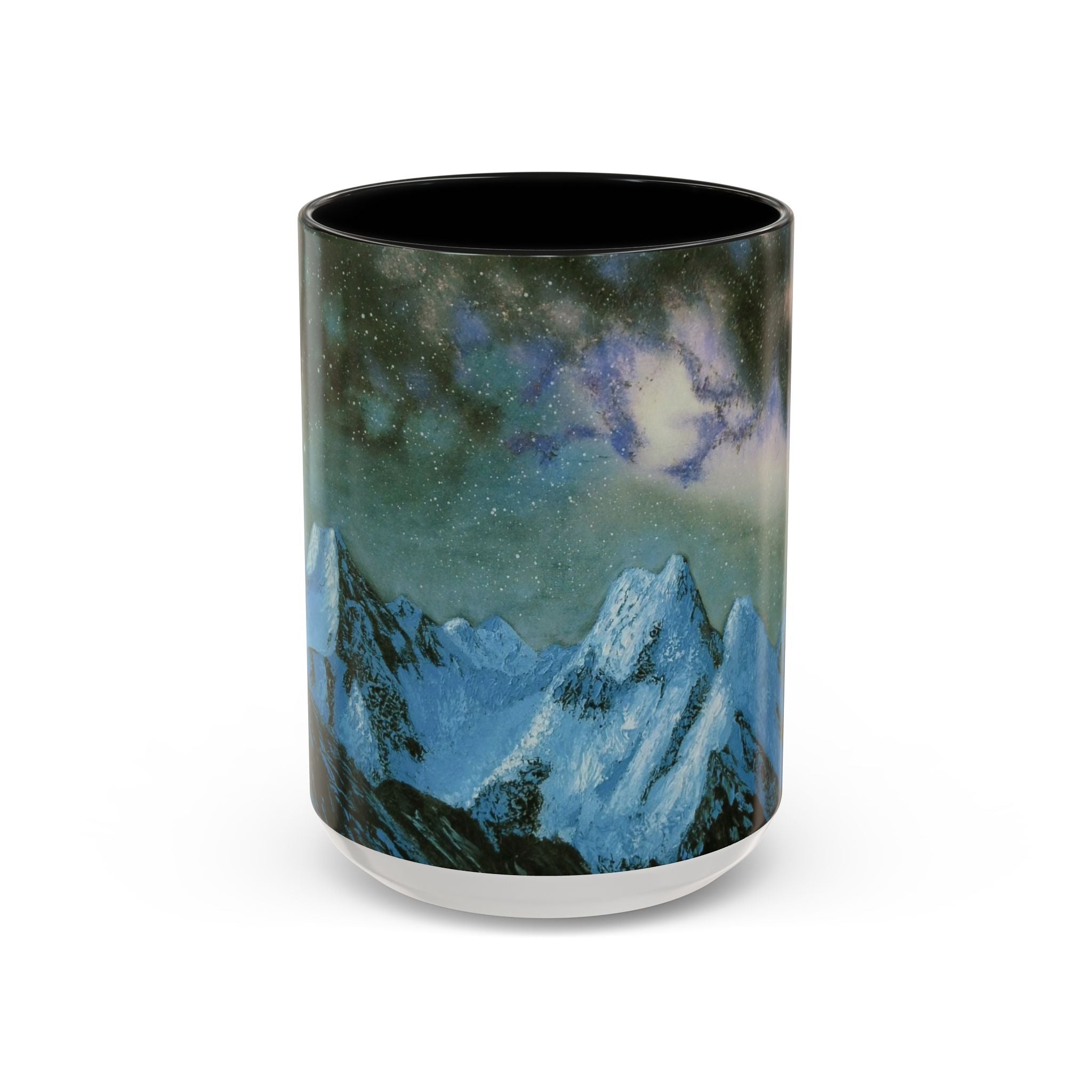 Aurora Mountain Coffee Mug — Northern Lights Ceramic Accent Mug (11/15 oz)