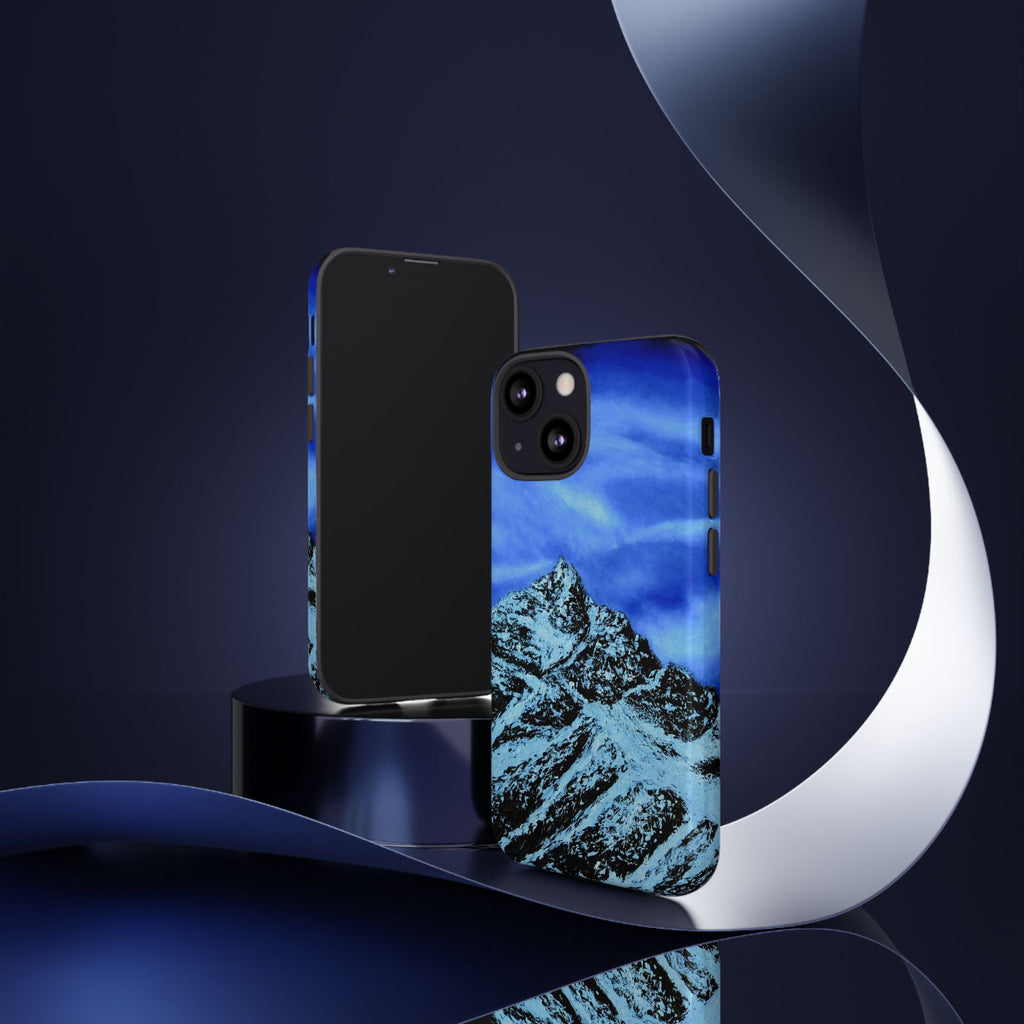 Mountain Peak Blue Tough Phone Case — Rugged Protective iPhone Cover