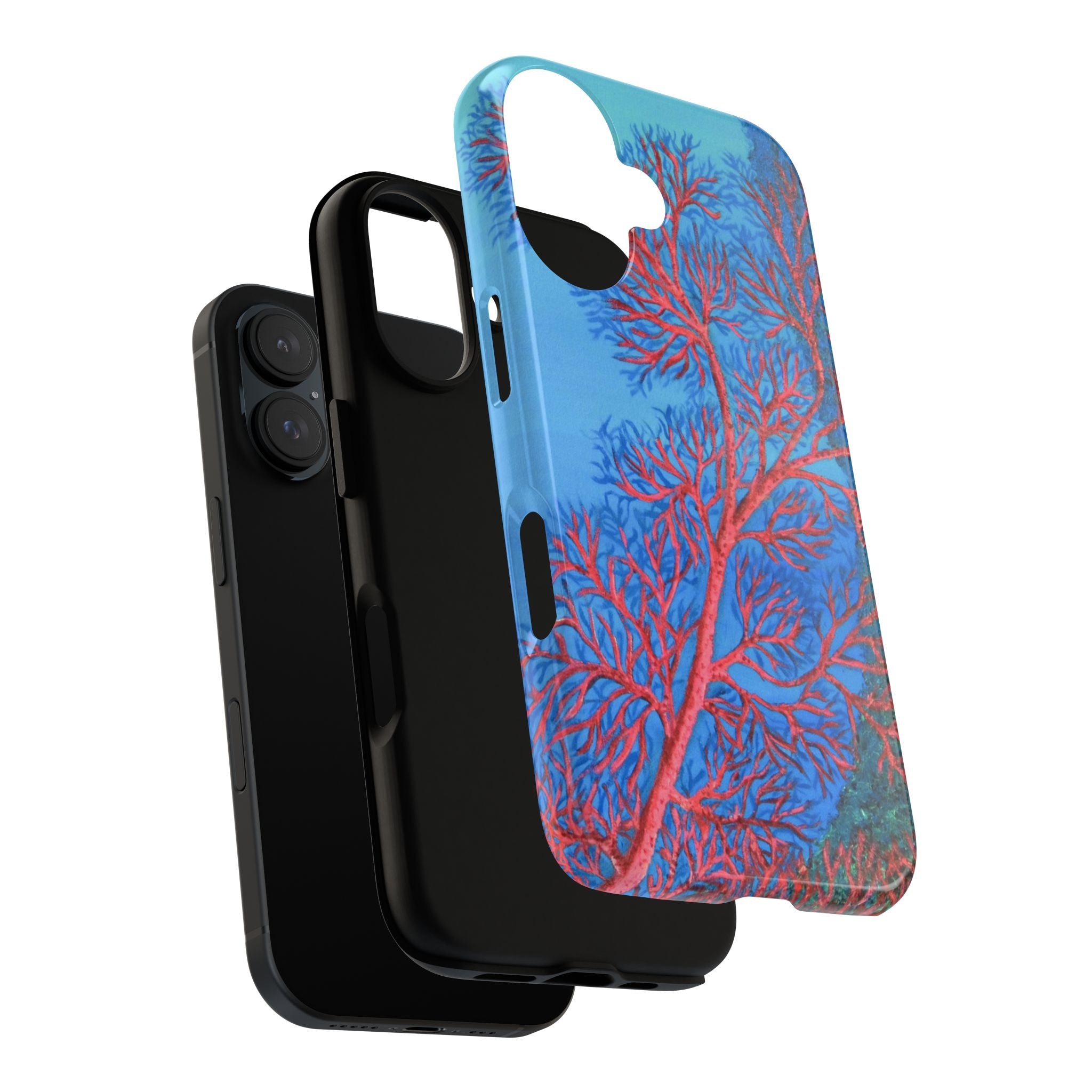 Coral Reef Phone Case — Vibrant Red Sea Fan on Ocean Blue Tough Case