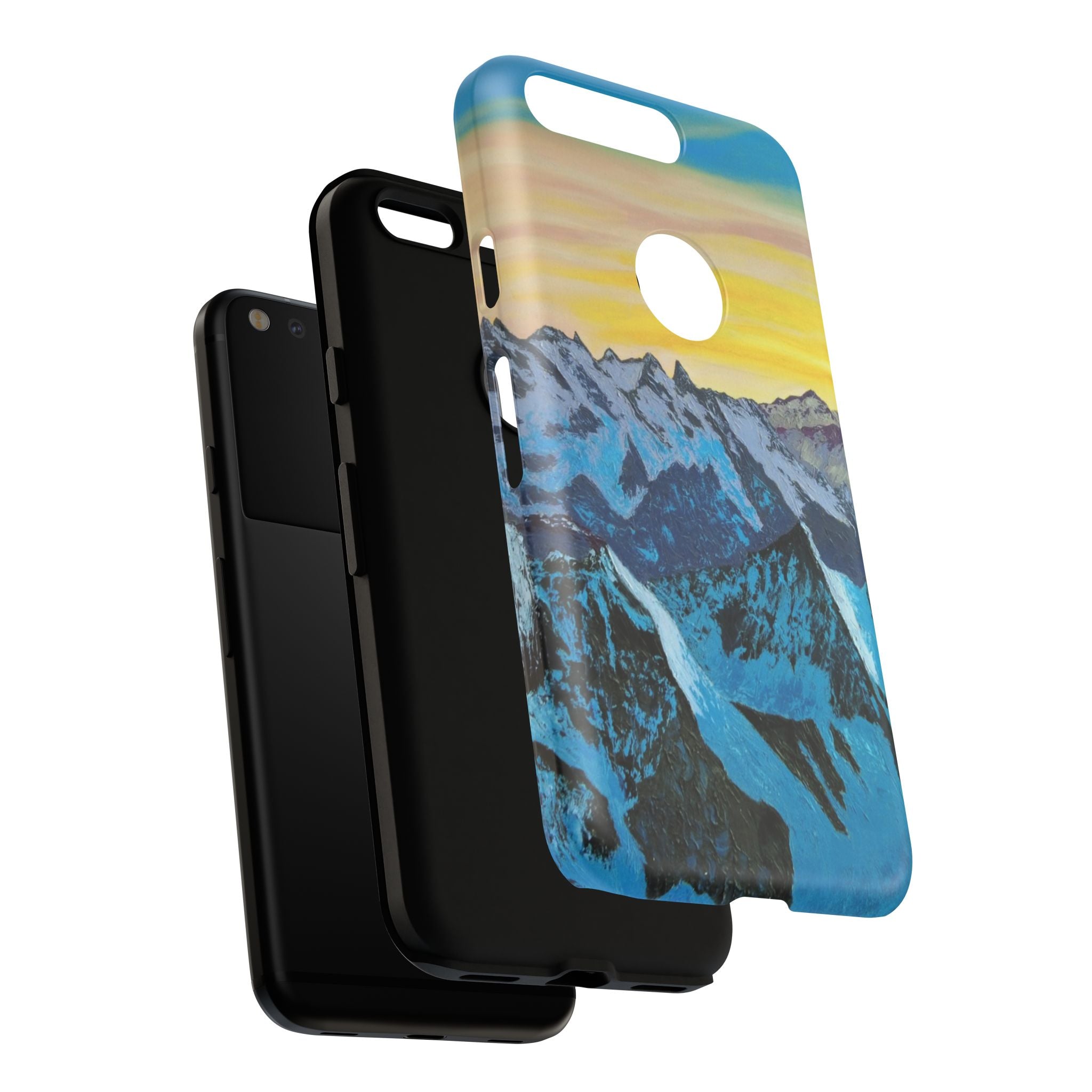 Mountain Sunset Phone Case — Protective Tough Case with Scenic Blue Peaks Design