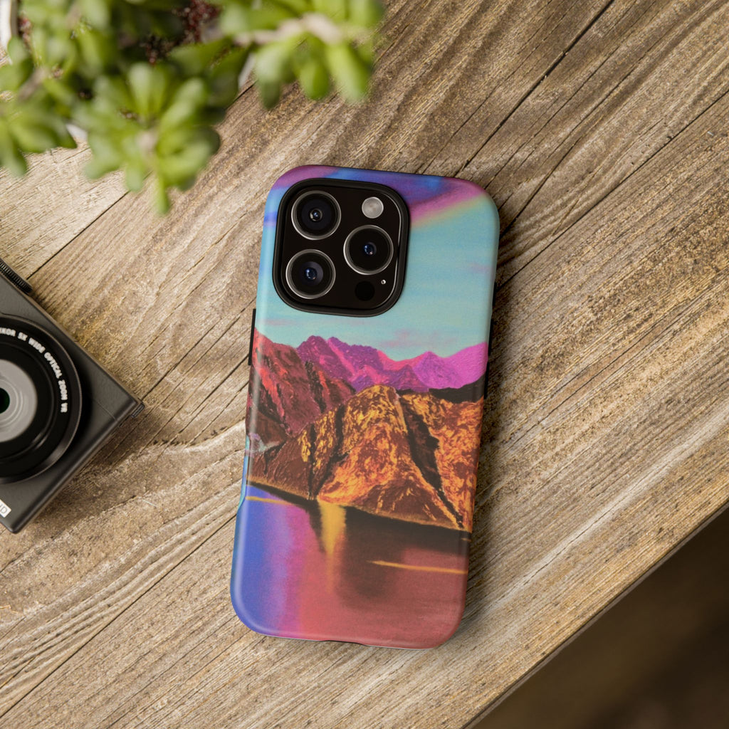 Protective Phone Case — Vibrant Retro Mountain Landscape