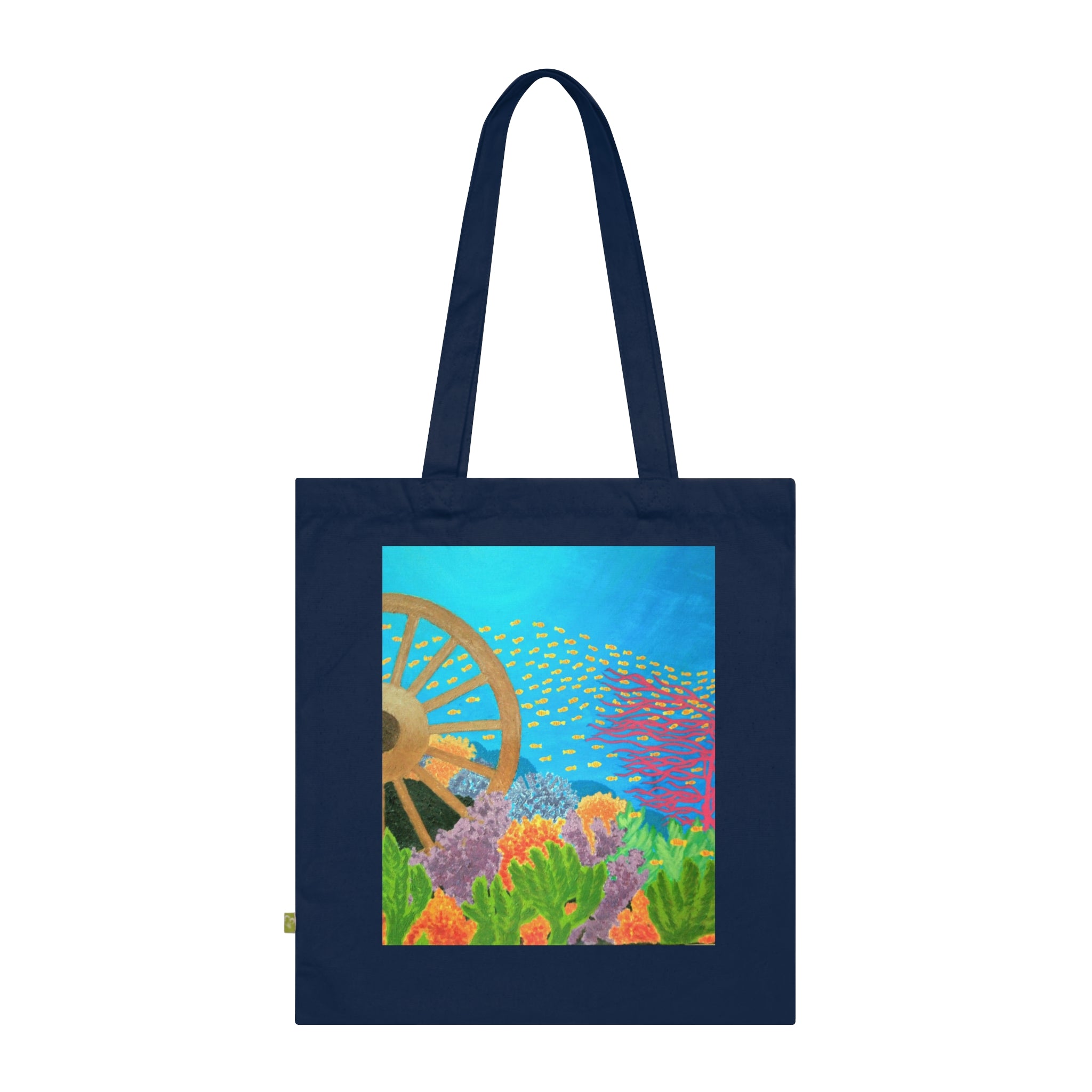 Ocean Wheel Organic Tote Bag — Colorful Coral Reef Art Beach Tote