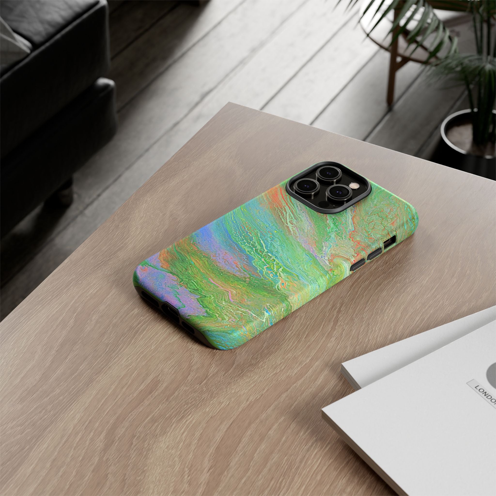 Marbled Green Abstract Phone Case — Protective Tough Case for iPhone