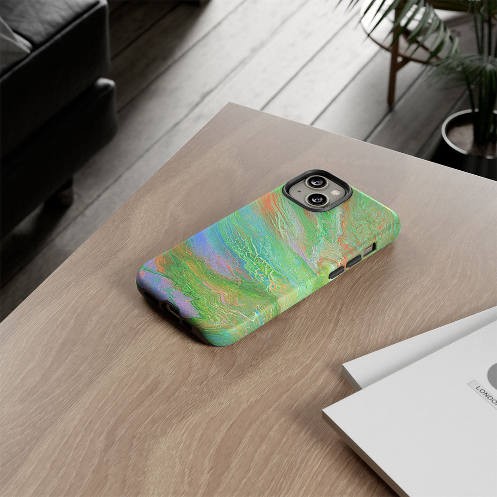 Marbled Green Abstract Phone Case — Protective Tough Case for iPhone