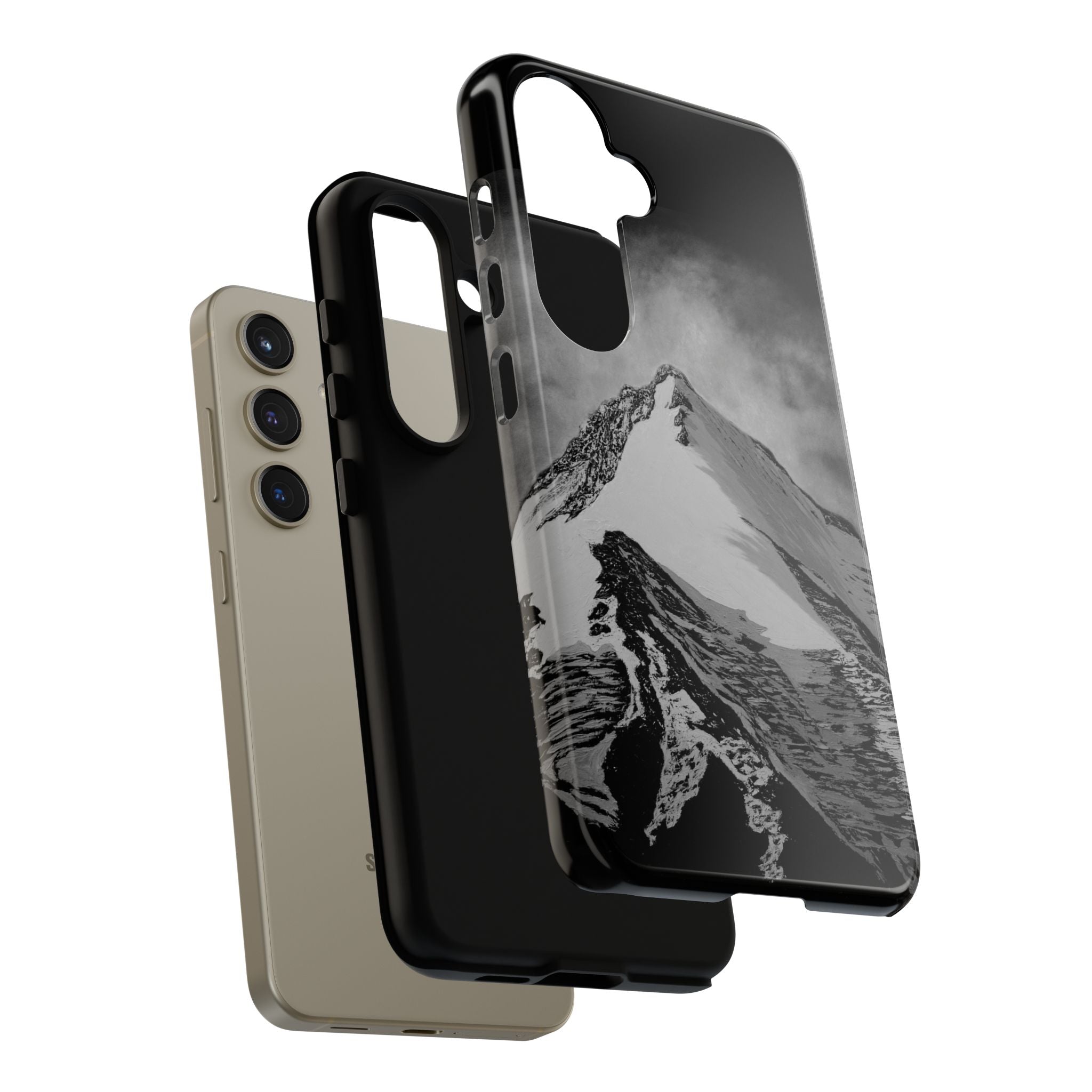 Mountain Peak Phone Case — Black & White Alpine Protective Case