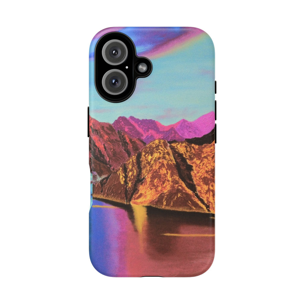 Protective Phone Case — Vibrant Retro Mountain Landscape