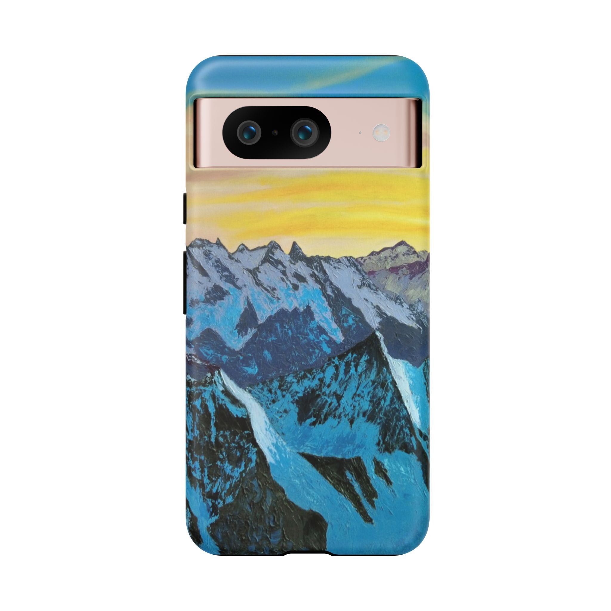 Mountain Sunset Phone Case — Protective Tough Case with Scenic Blue Peaks Design