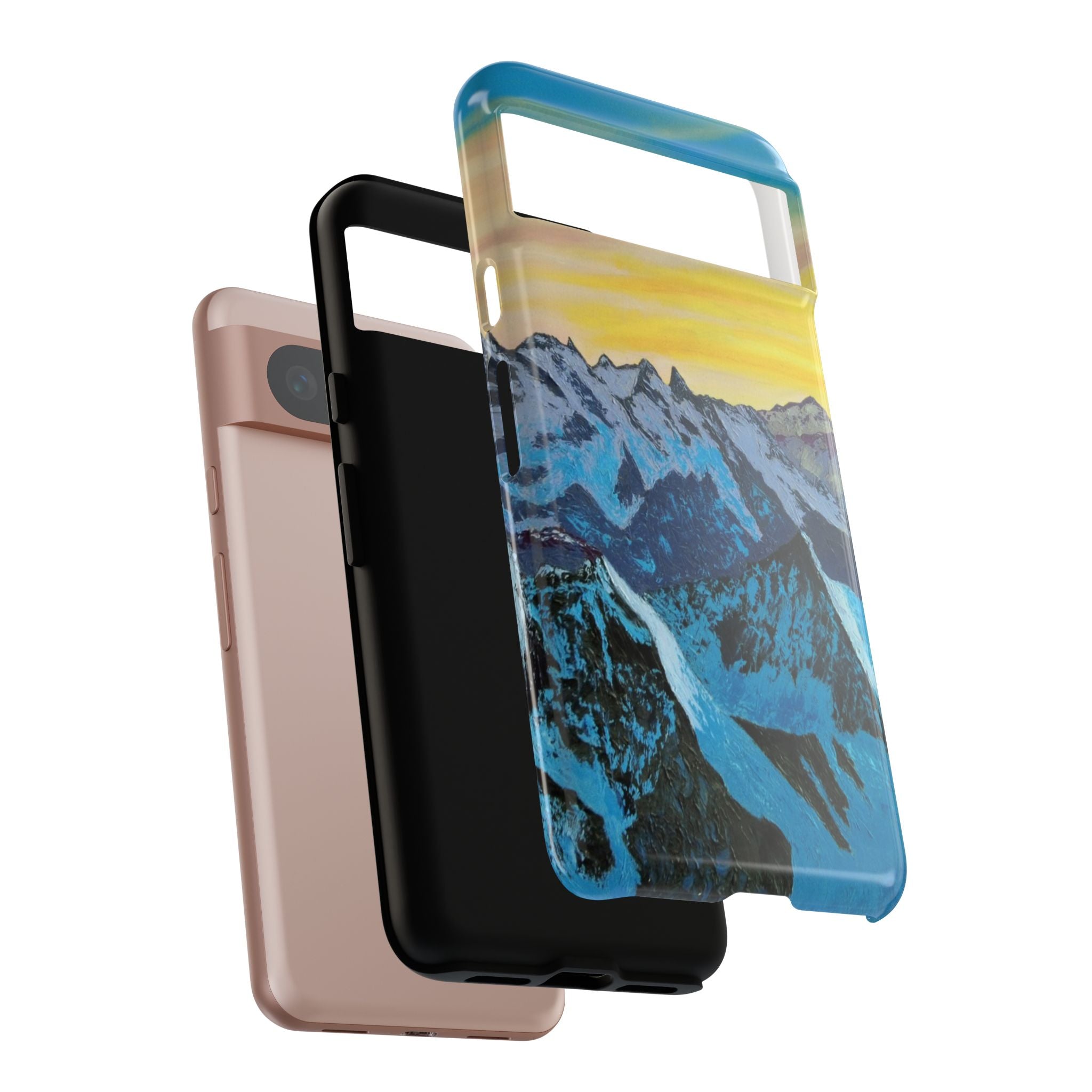 Mountain Sunset Phone Case — Protective Tough Case with Scenic Blue Peaks Design