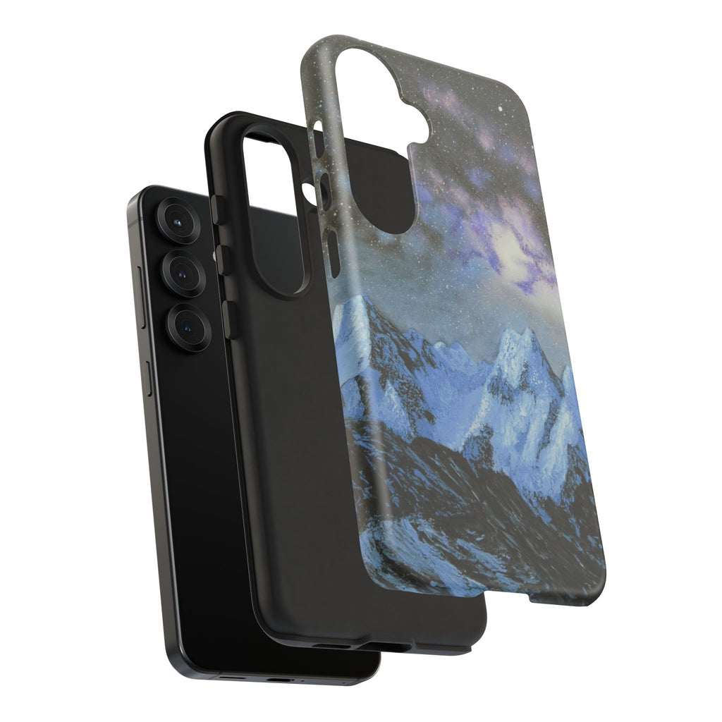 Mountain Night Sky Phone Case — Tough Protective iPhone Cover with Aurora & Snowy Peaks