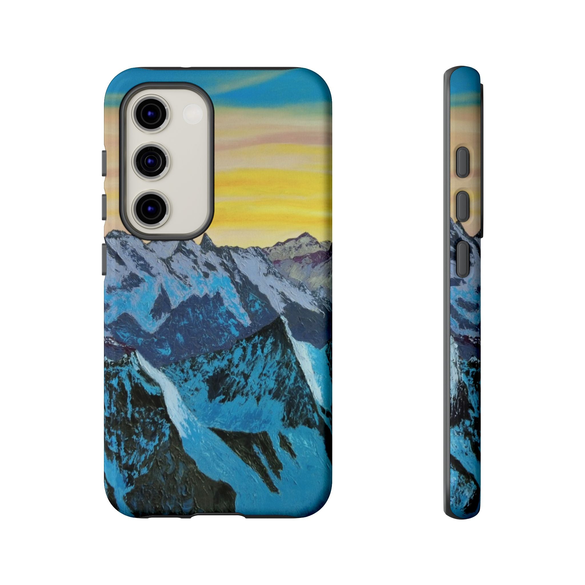 Mountain Sunset Phone Case — Protective Tough Case with Scenic Blue Peaks Design