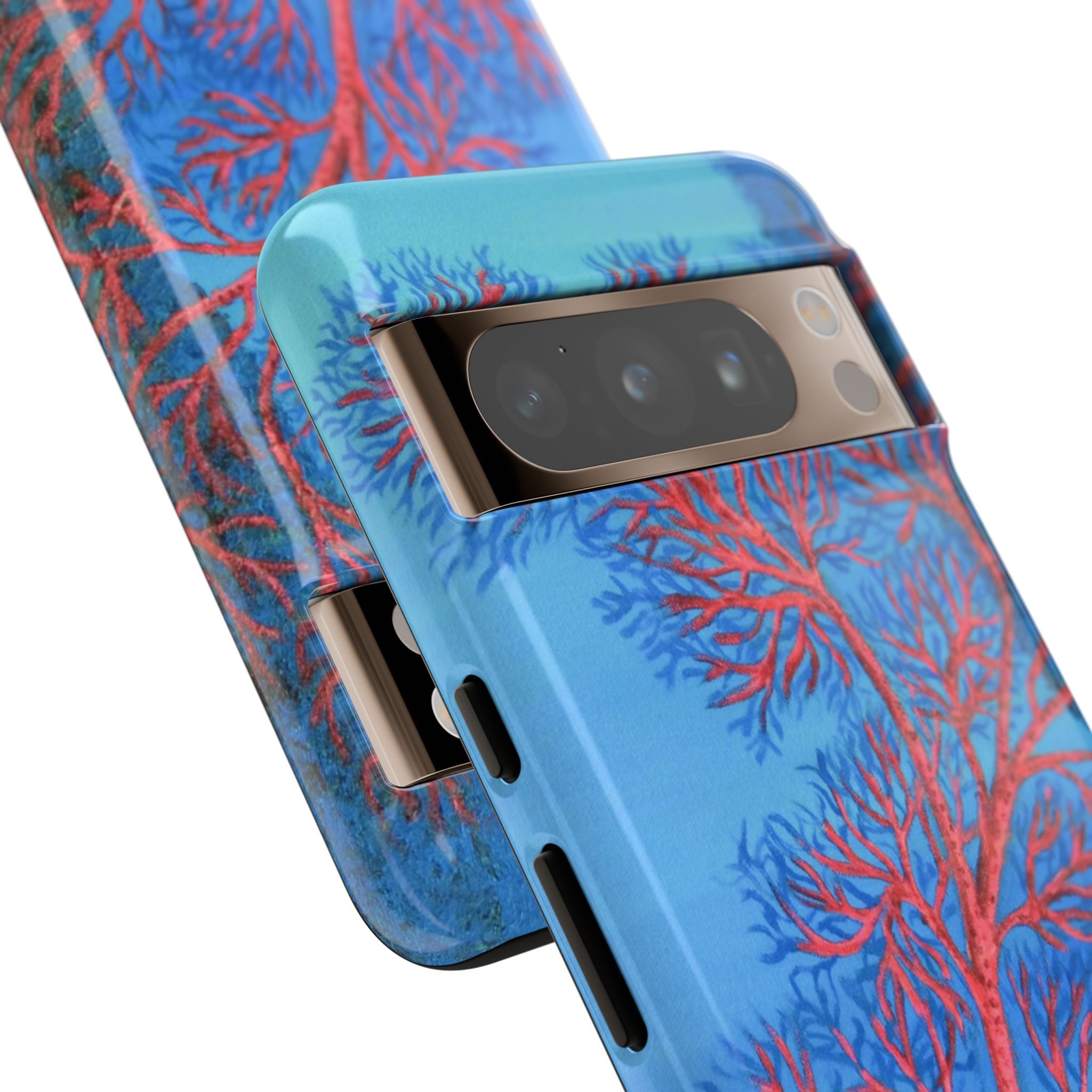 Coral Reef Phone Case — Vibrant Red Sea Fan on Ocean Blue Tough Case