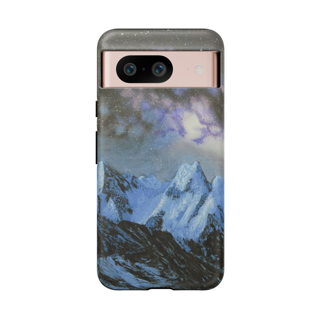 Mountain Night Sky Phone Case — Tough Protective iPhone Cover with Aurora & Snowy Peaks